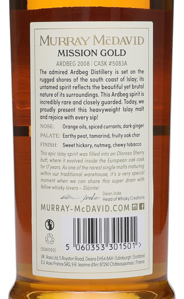 Ardbeg 17 Year Old 2008 - Mission Gold (Murray McDavid) 70cl