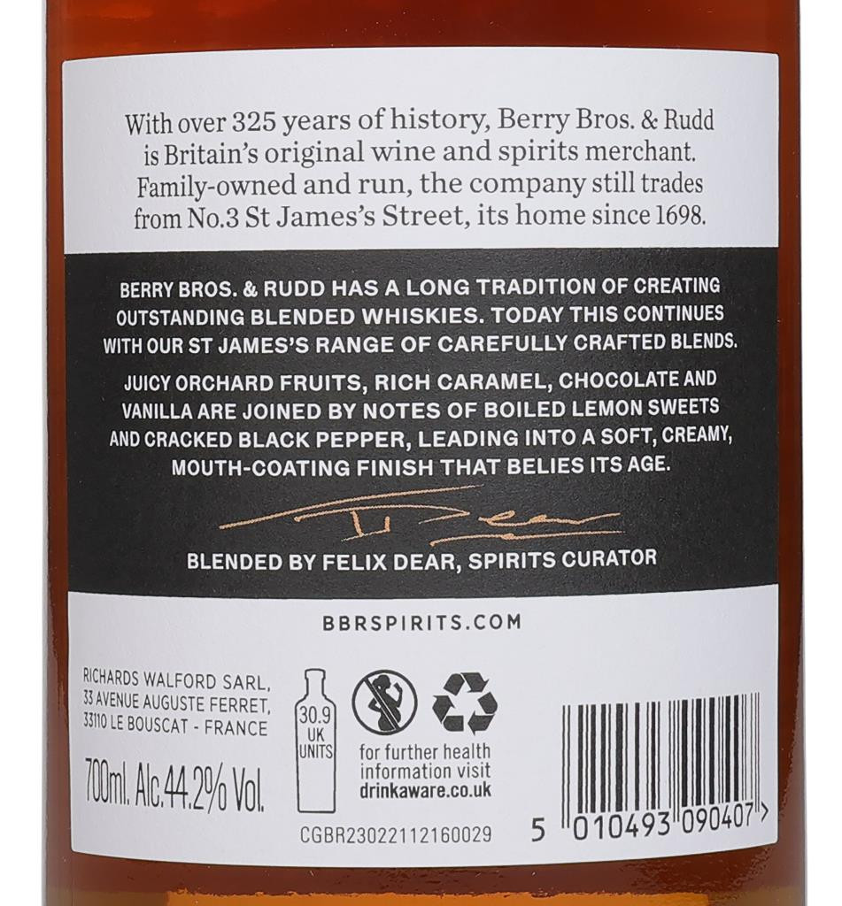 St James's 10 Year Old Blended Scotch Whisky 70cl | Master Of Malt