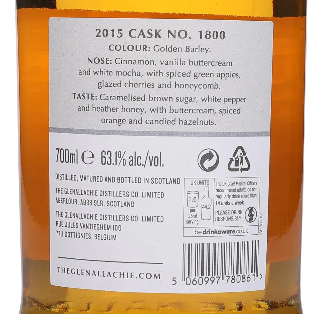 GlenAllachie 10 Year Old 2015 (cask 1800) - Chardonnay Wine Hogshead (Master of Malt Exclusive) 70cl Whisky - image 2