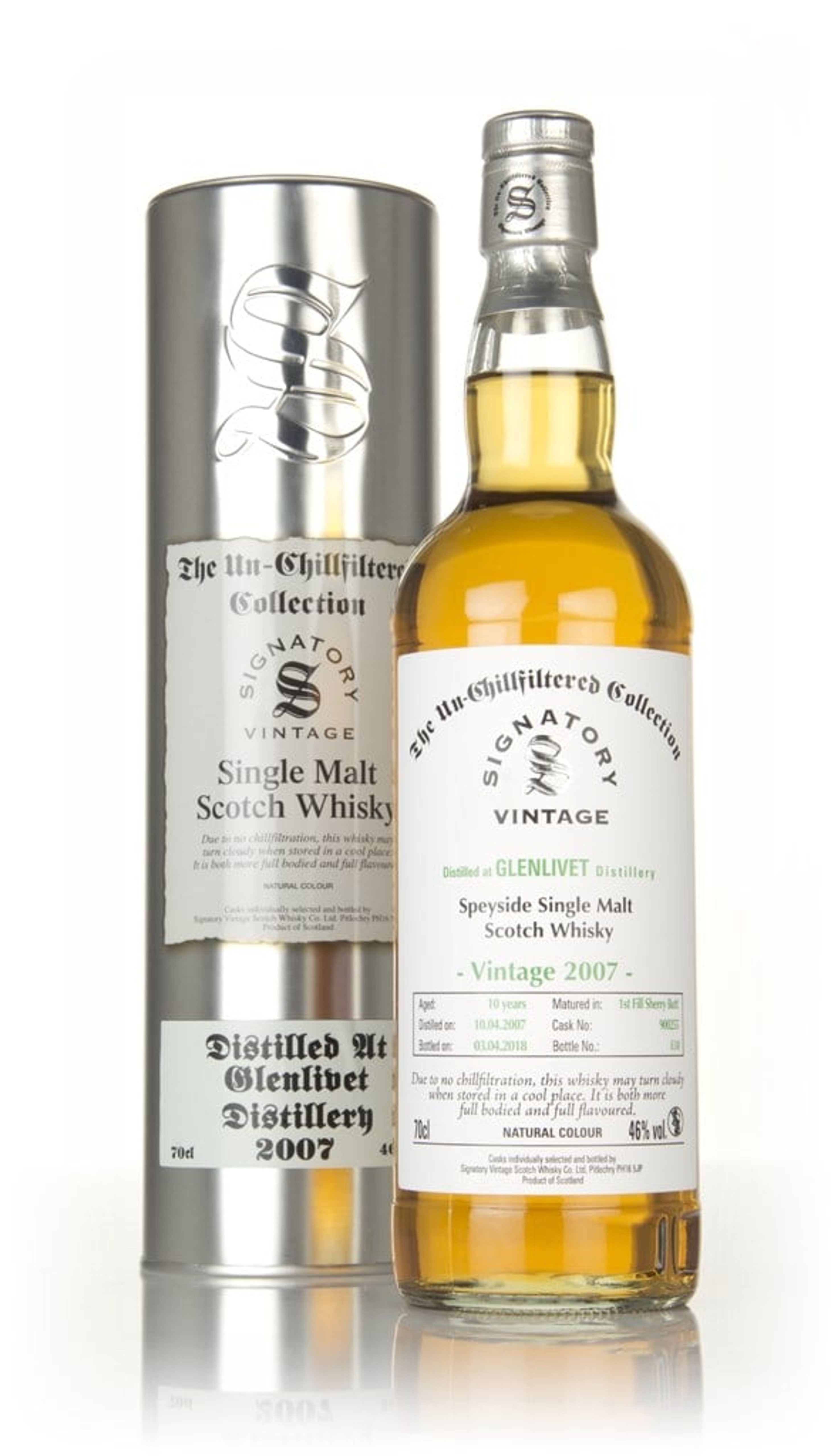 Glenlivet 10 Year Old 2007 (cask 900255) - Un-Chillfiltered Collection (Signatory) 70cl