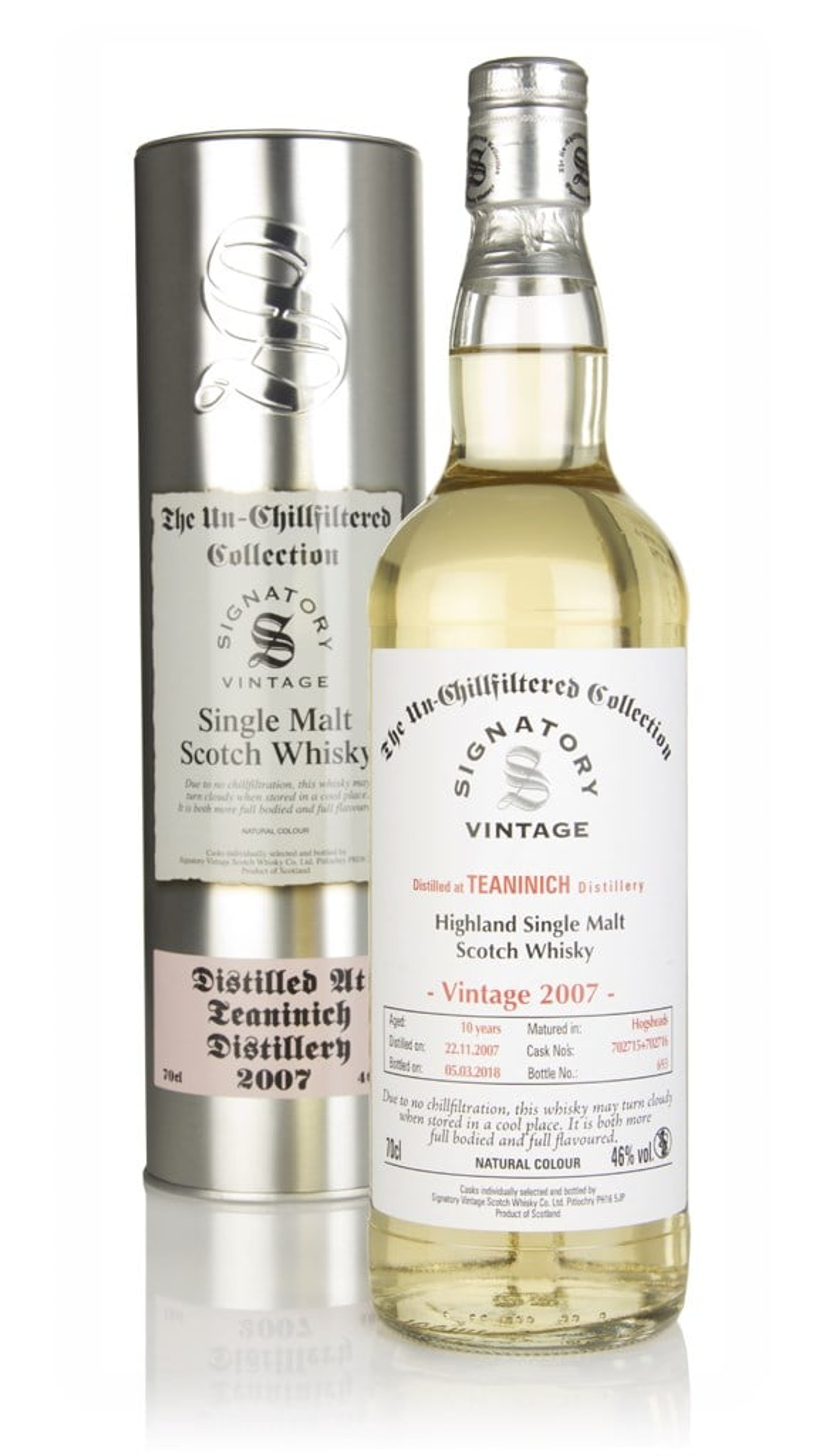 Teaninich 10 Year Old 2007 (casks 702715 & 702716) - Un-Chillfiltered Collection (Signatory) 70cl