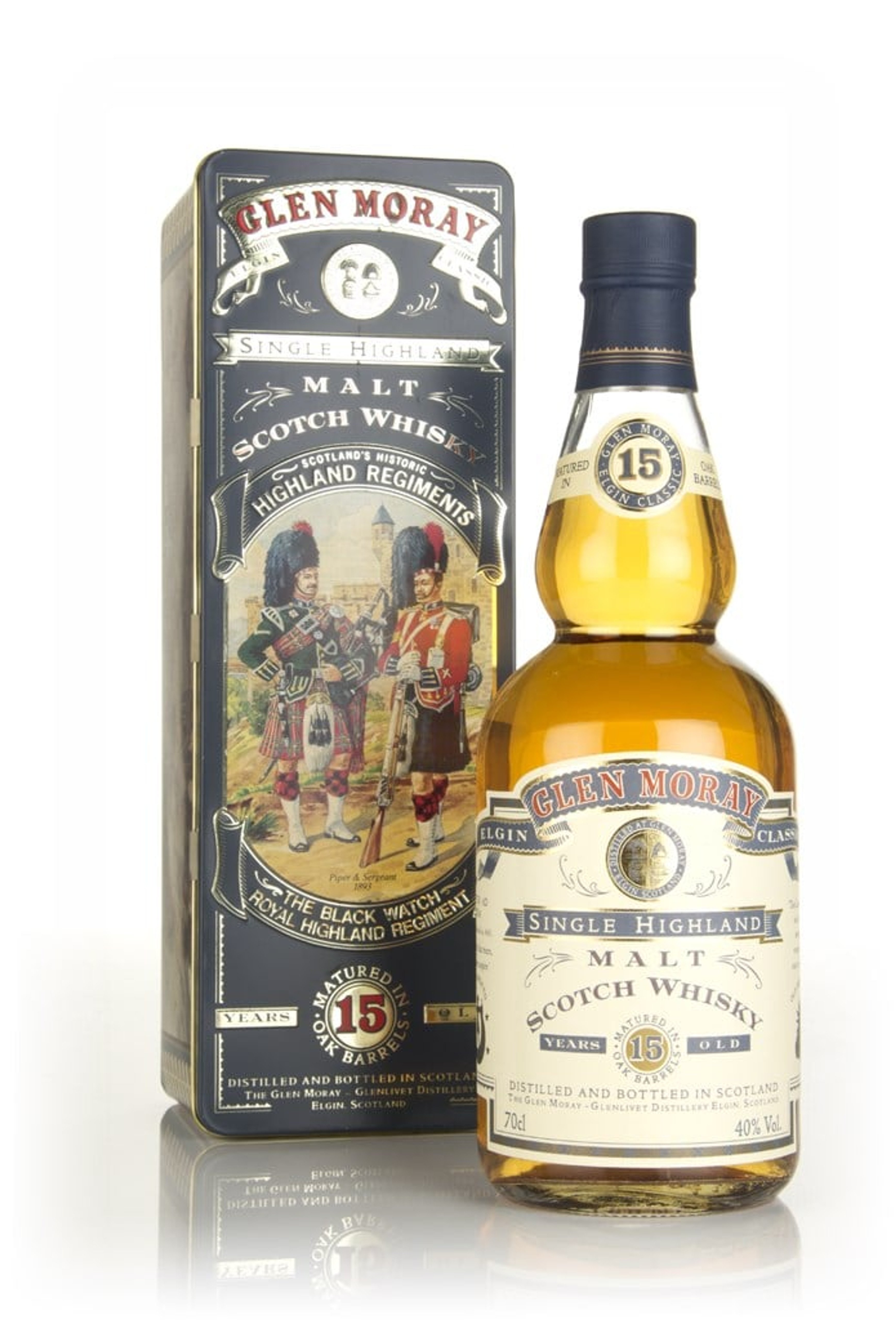 Glen Moray 15 Year Old - Highland Regiments The Black Watch - 1980s 70cl