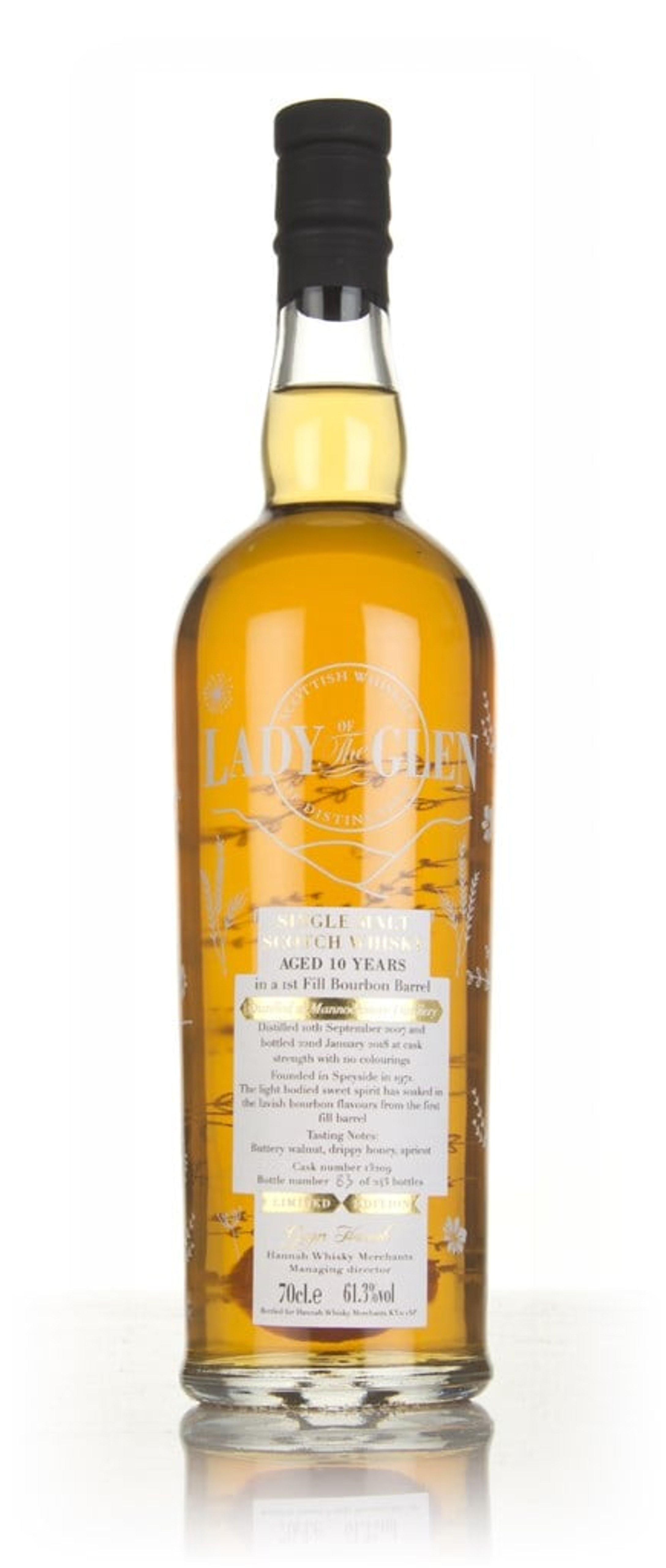 Mannochmore 10 Year Old 2007 (cask 13209) - Lady of the Glen (Hannah Whisky Merchants) 70cl
