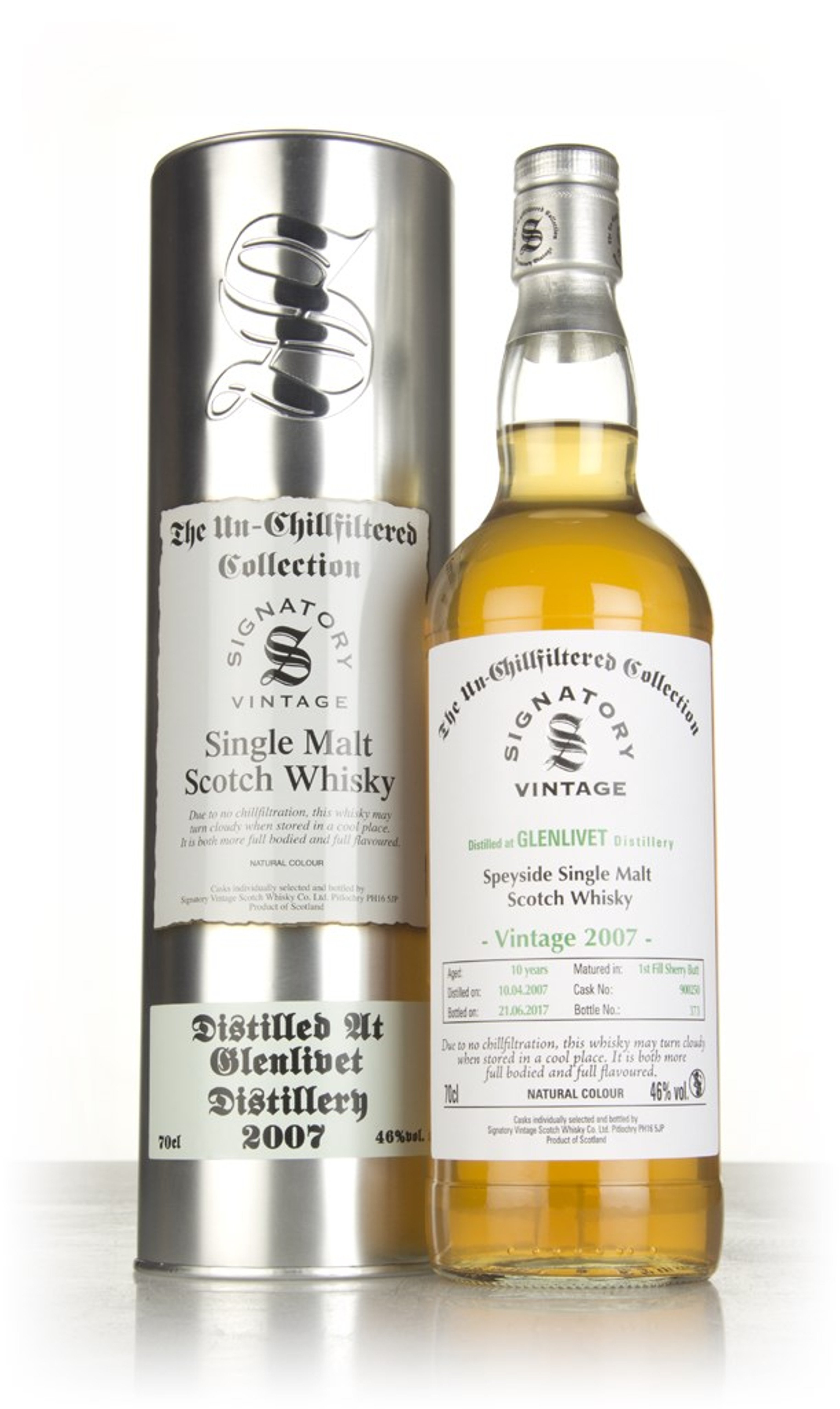 Glenlivet 10 Year Old 2007 (cask 900250) - Un-Chillfiltered Collection (Signatory) 70cl