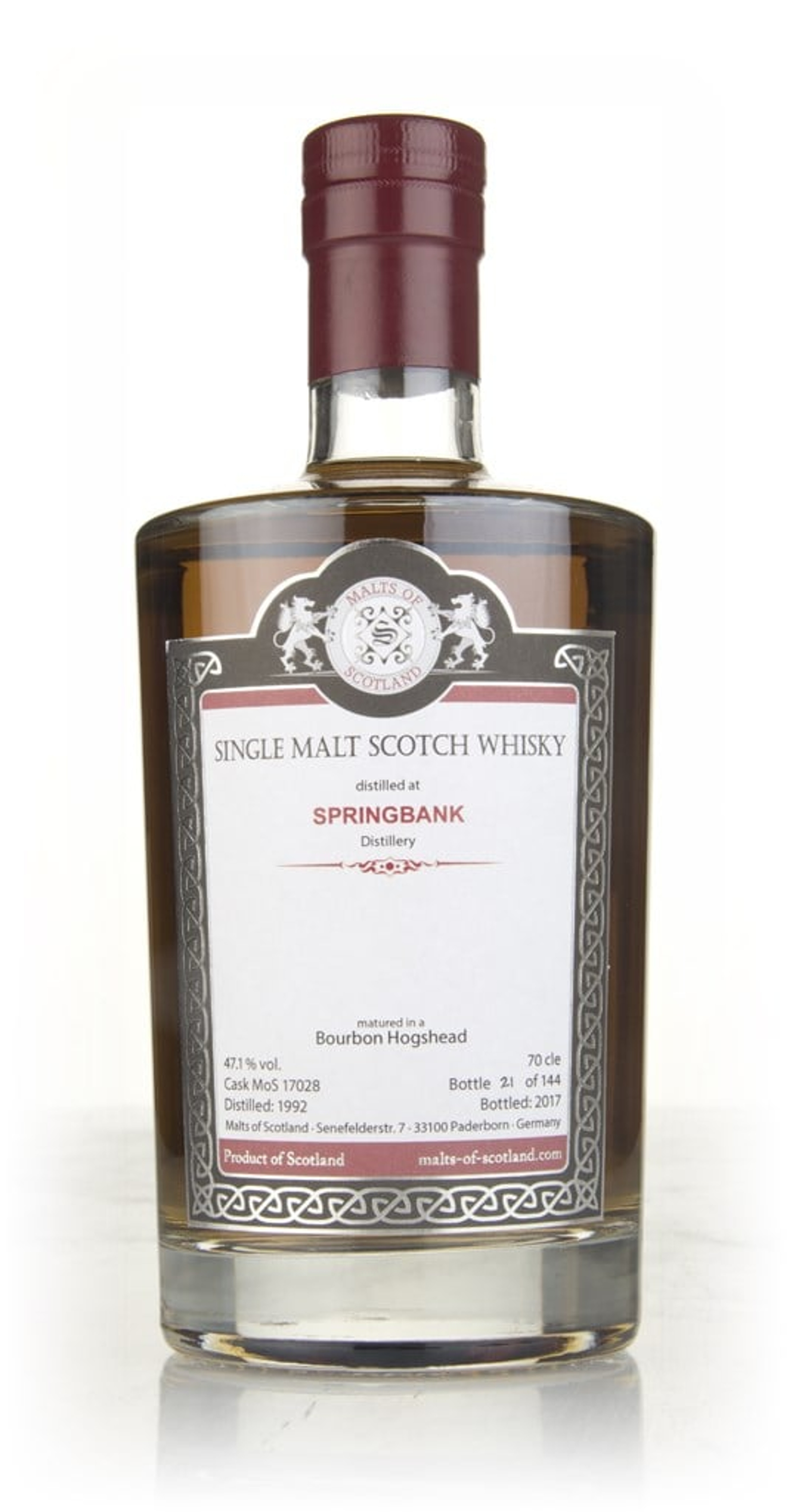 Springbank 1992 (bottled 2017) (cask 17028) - Malts of Scotland 70cl
