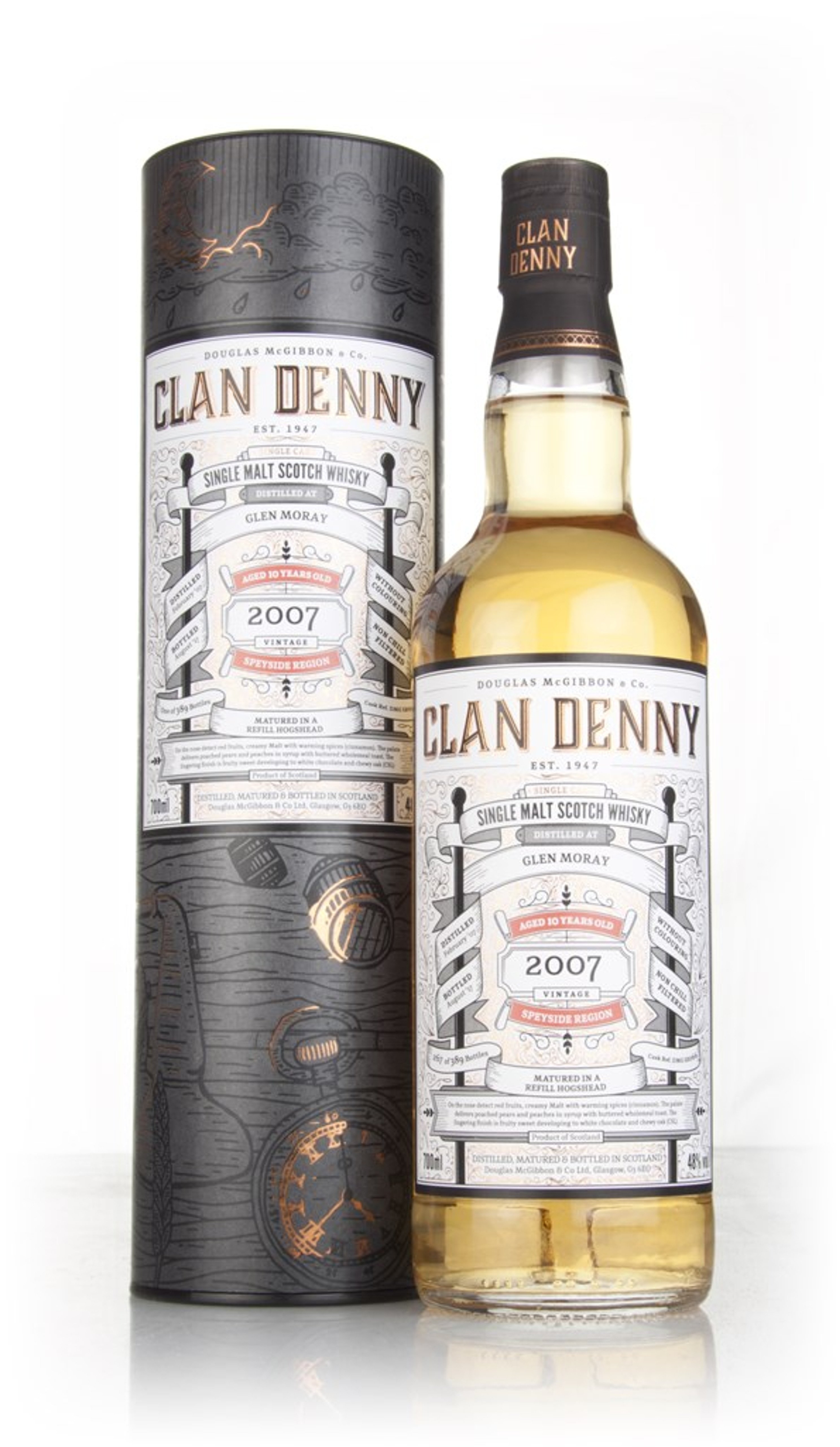 Glen Moray 10 Year Old 2007 (cask 12066) - Clan Denny (Douglas Laing) 70cl