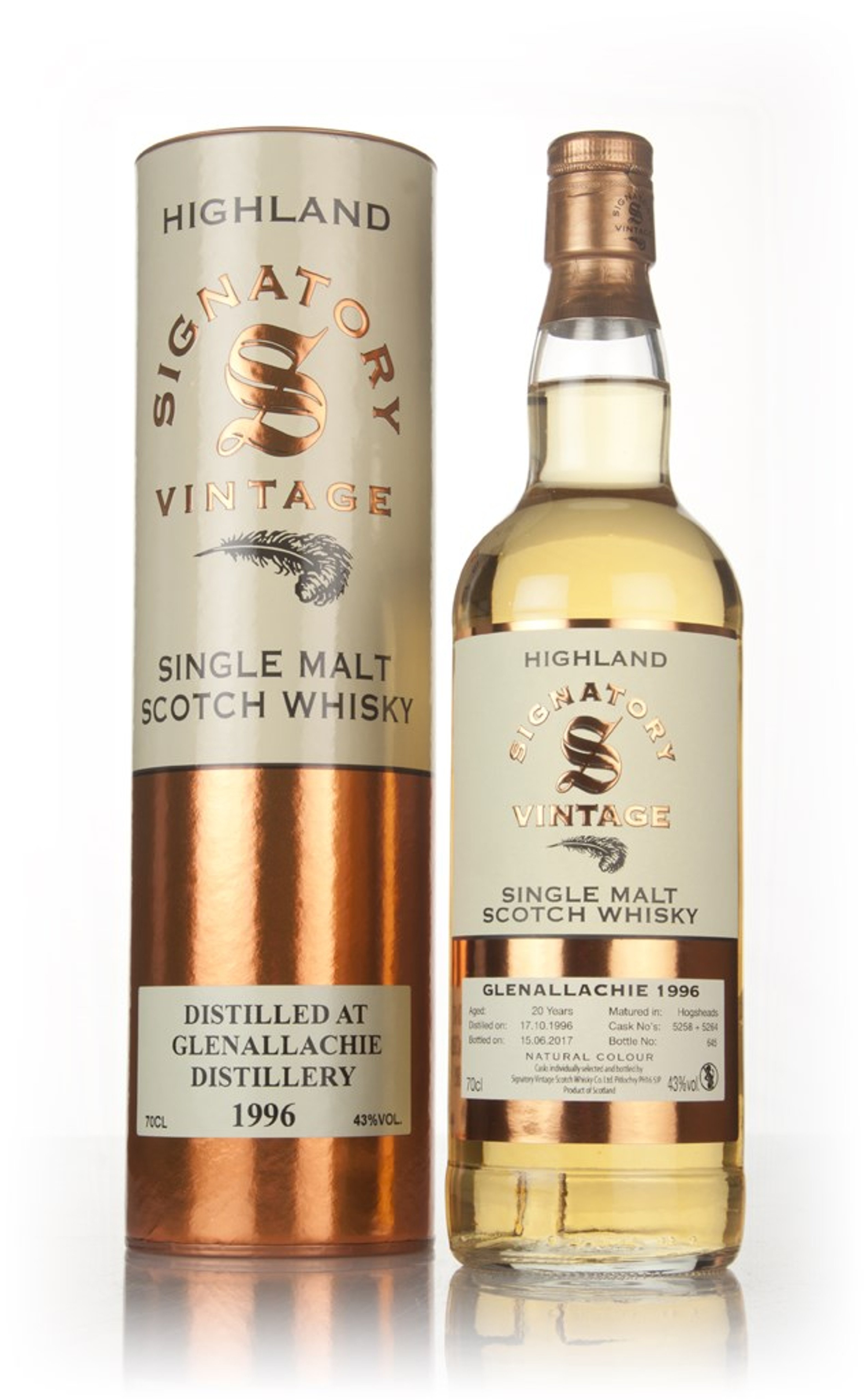 Glenallachie 20 Year Old 1996 (casks 5258 & 5264) - Signatory 70cl