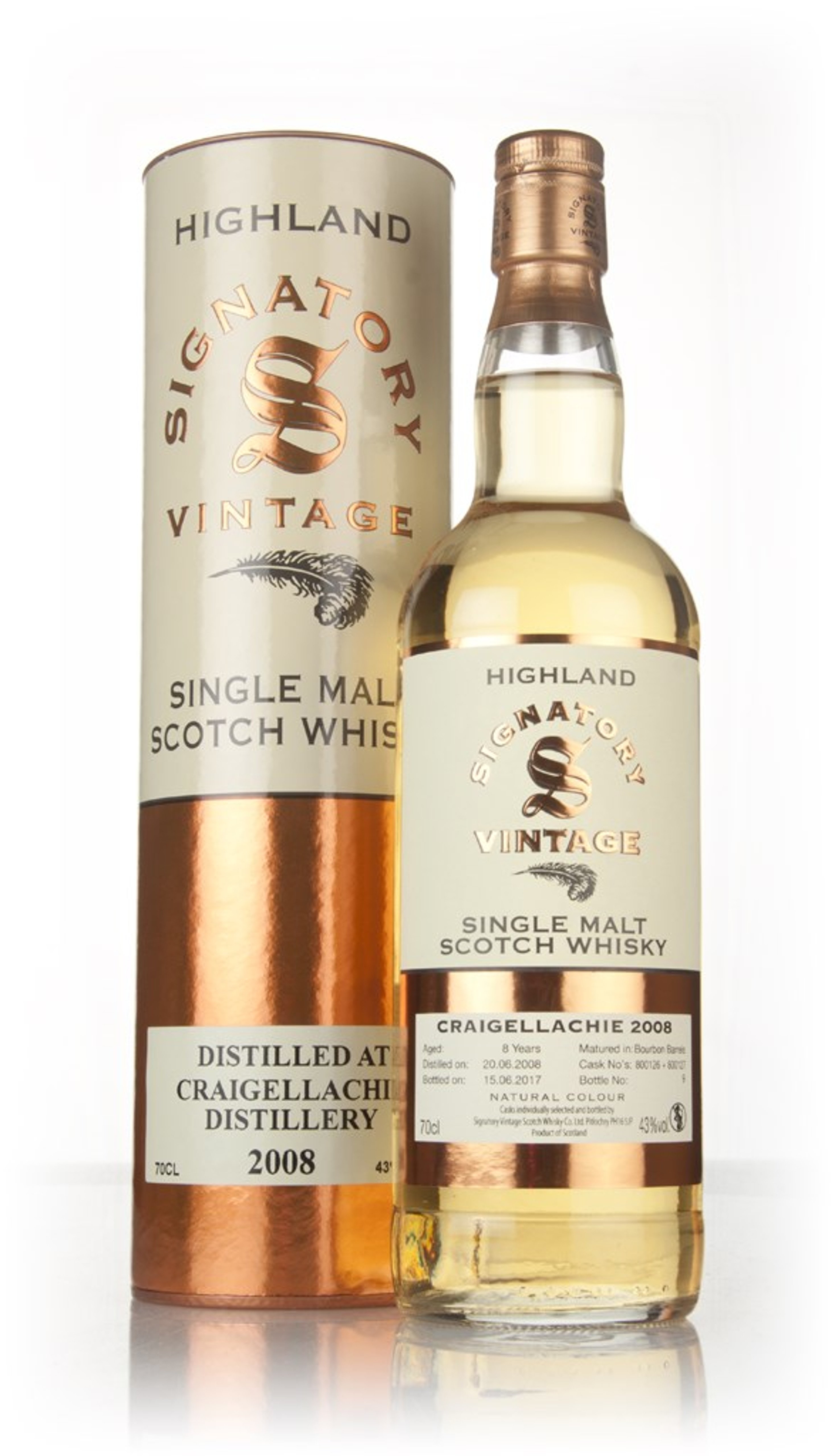 Craigellachie 8 Year Old 2008 (casks 800126 & 800127) - Signatory 70cl