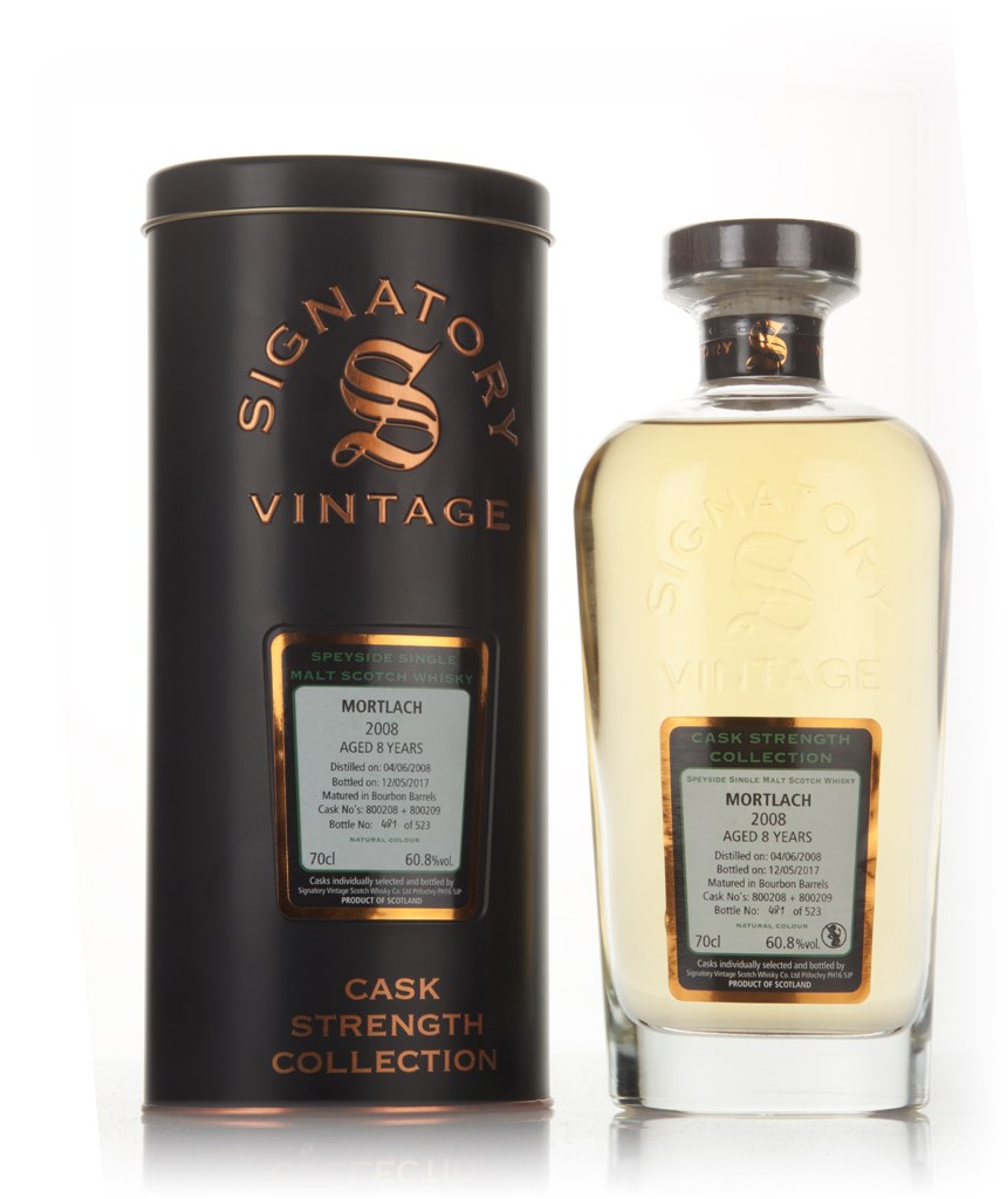 Mortlach 8 Year Old 2008 (cask 800208 & 800209) - Cask Strength Collection (Signatory) 70cl