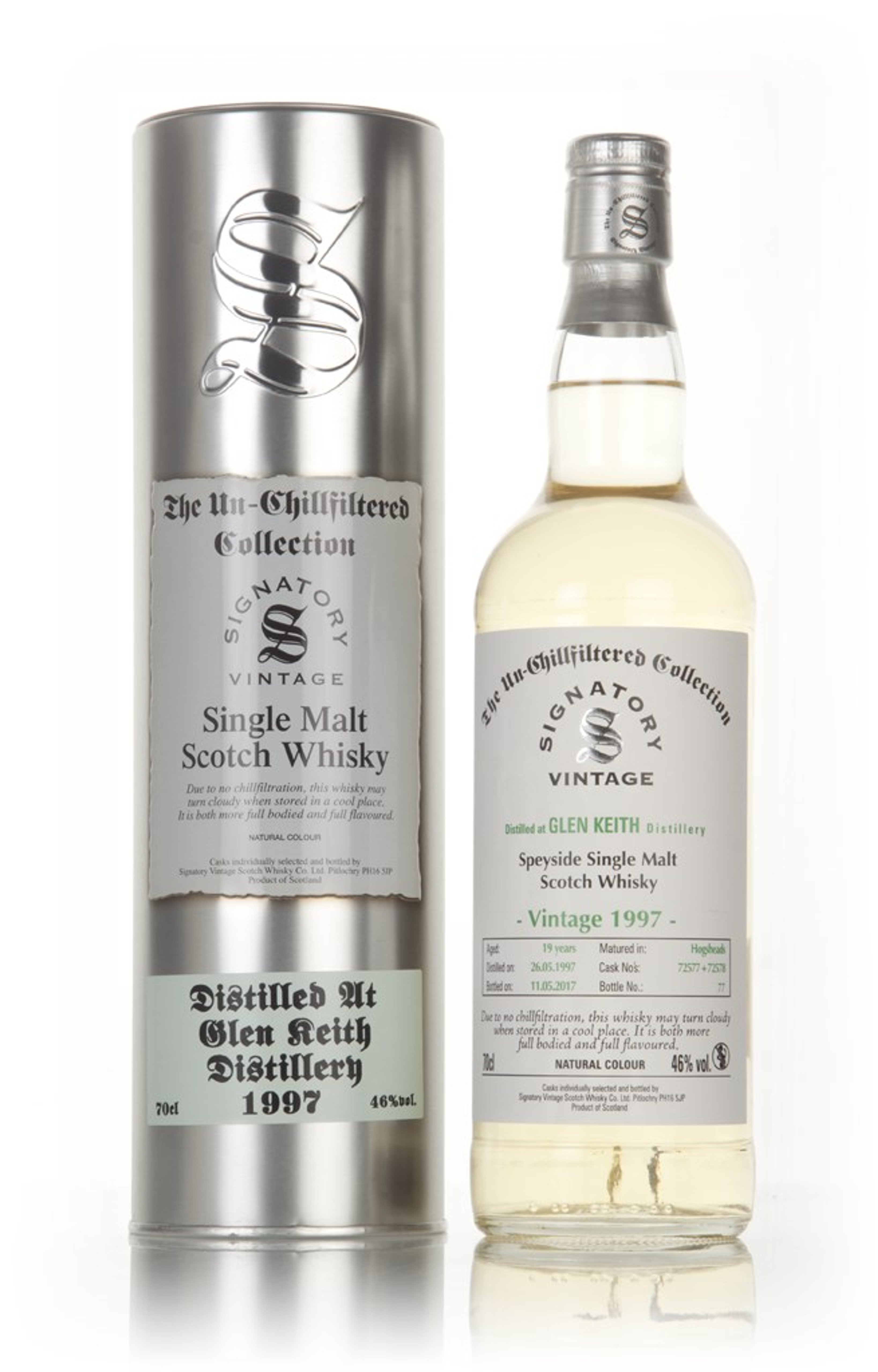 Glen Keith 19 Year Old 1997 (cask 72577 & 72528) - Un-Chillfiltered Collection (Signatory) 70cl