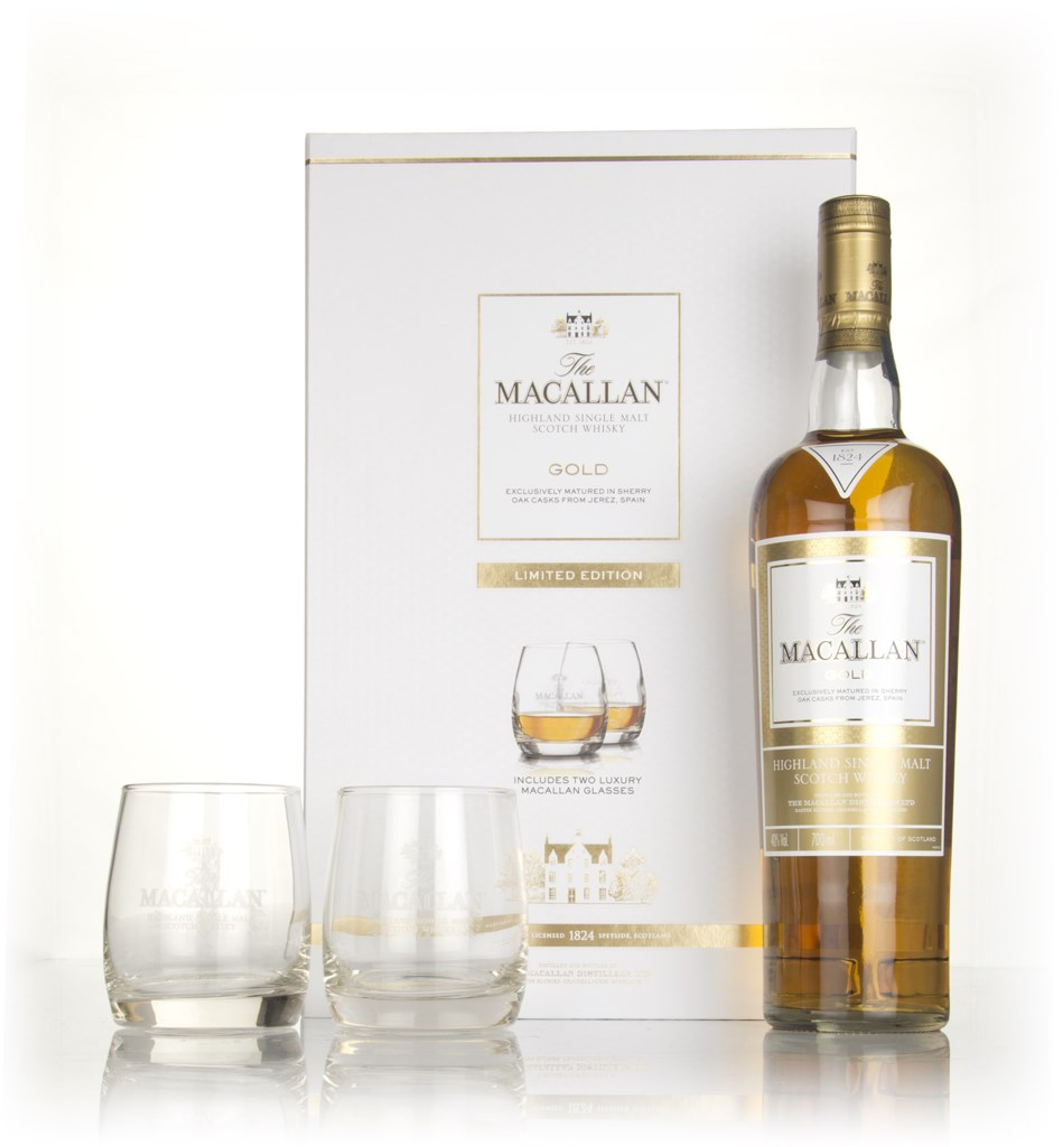 The Macallan Gold - 1824 Series Gift Pack with 2x Glasses 70cl