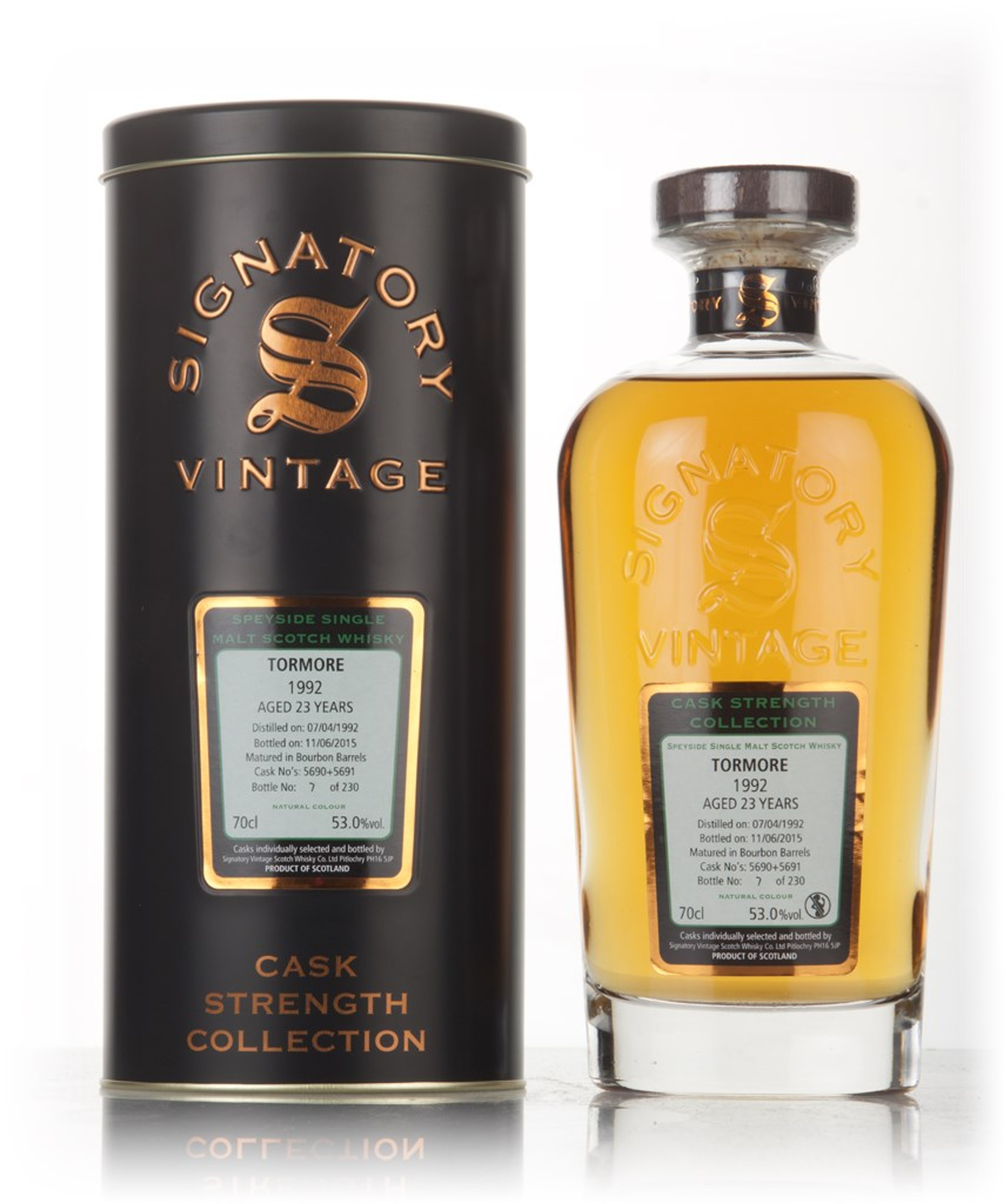 Tormore 23 Year Old 1992 (casks 5690 & 5691) - Cask Strength Collection (Signatory) 70cl
