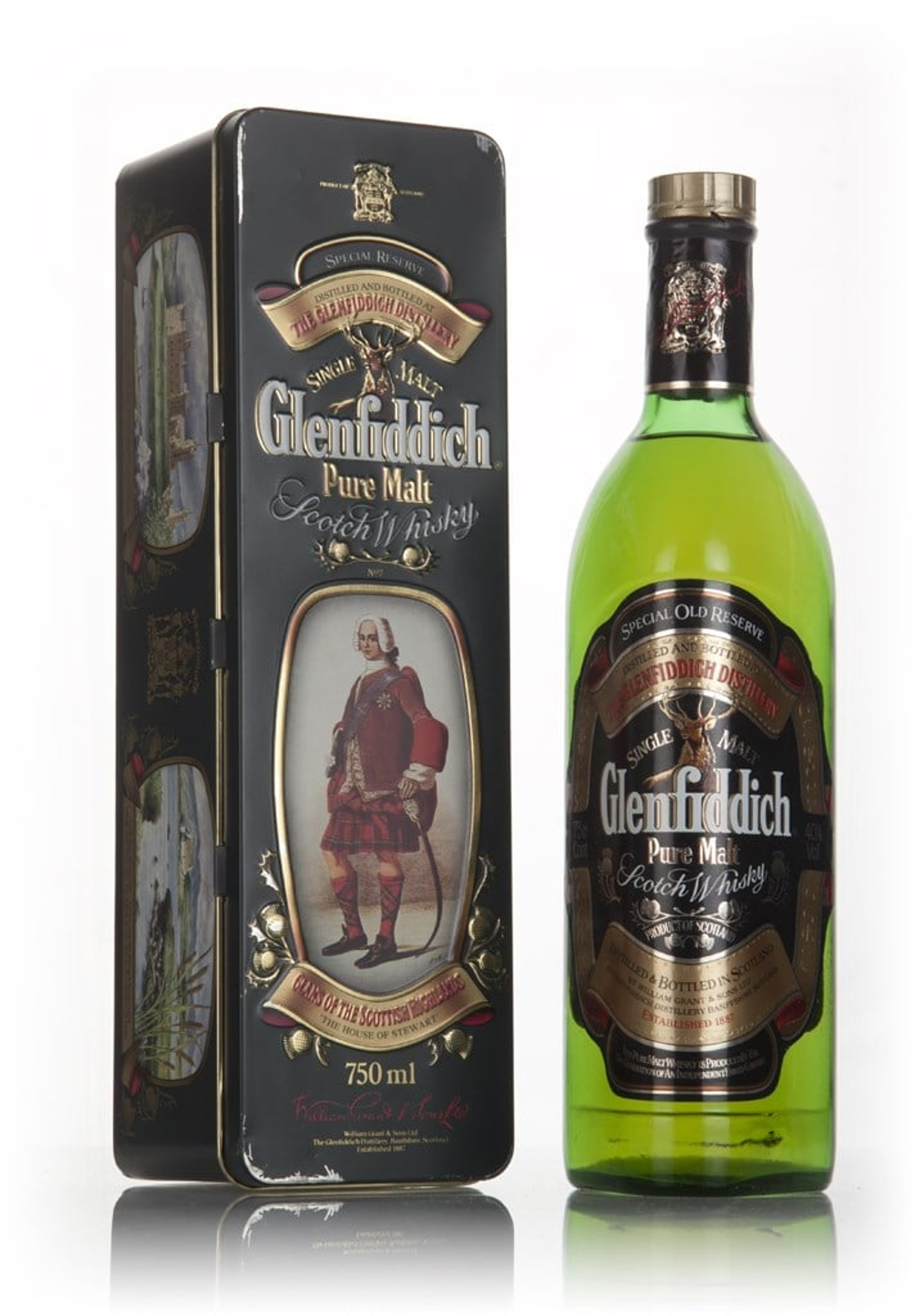 Glenfiddich Pure Malt - Clans of the Highlands (Clan Stewart) - 1980s 75cl