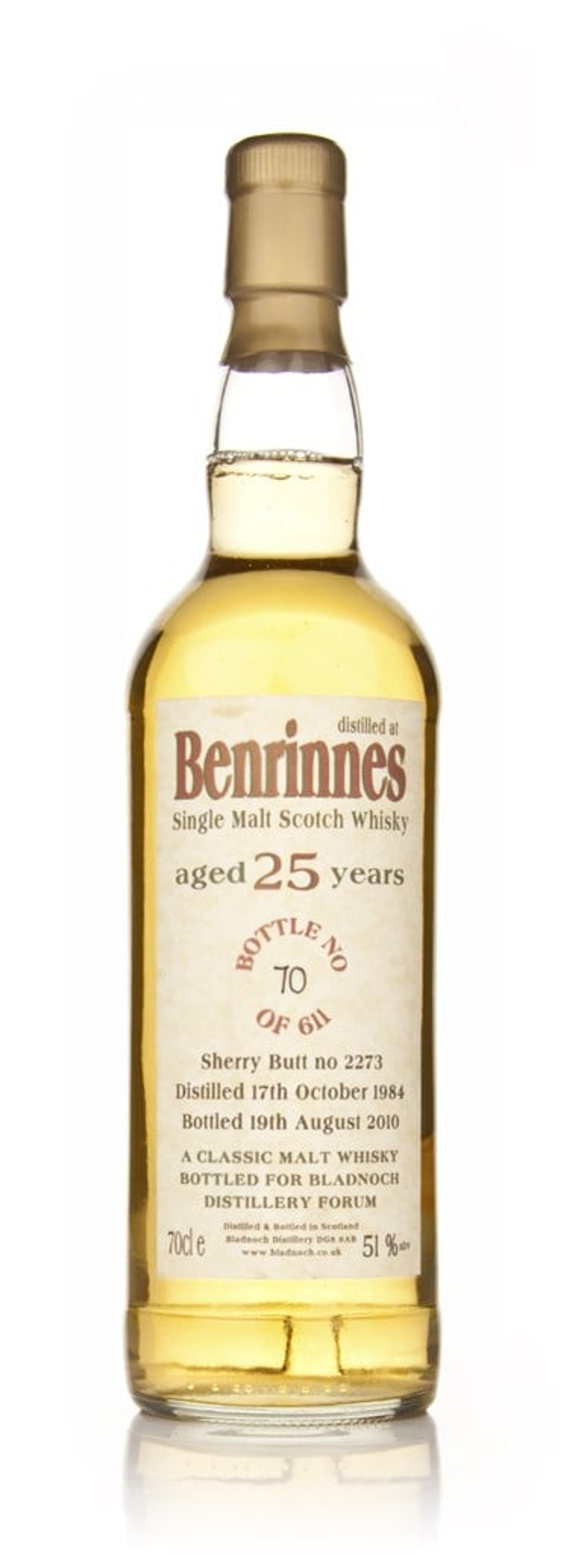 Benrinnes 25 Year Old 1984 Cask 2273 (Bladnoch) 70cl
