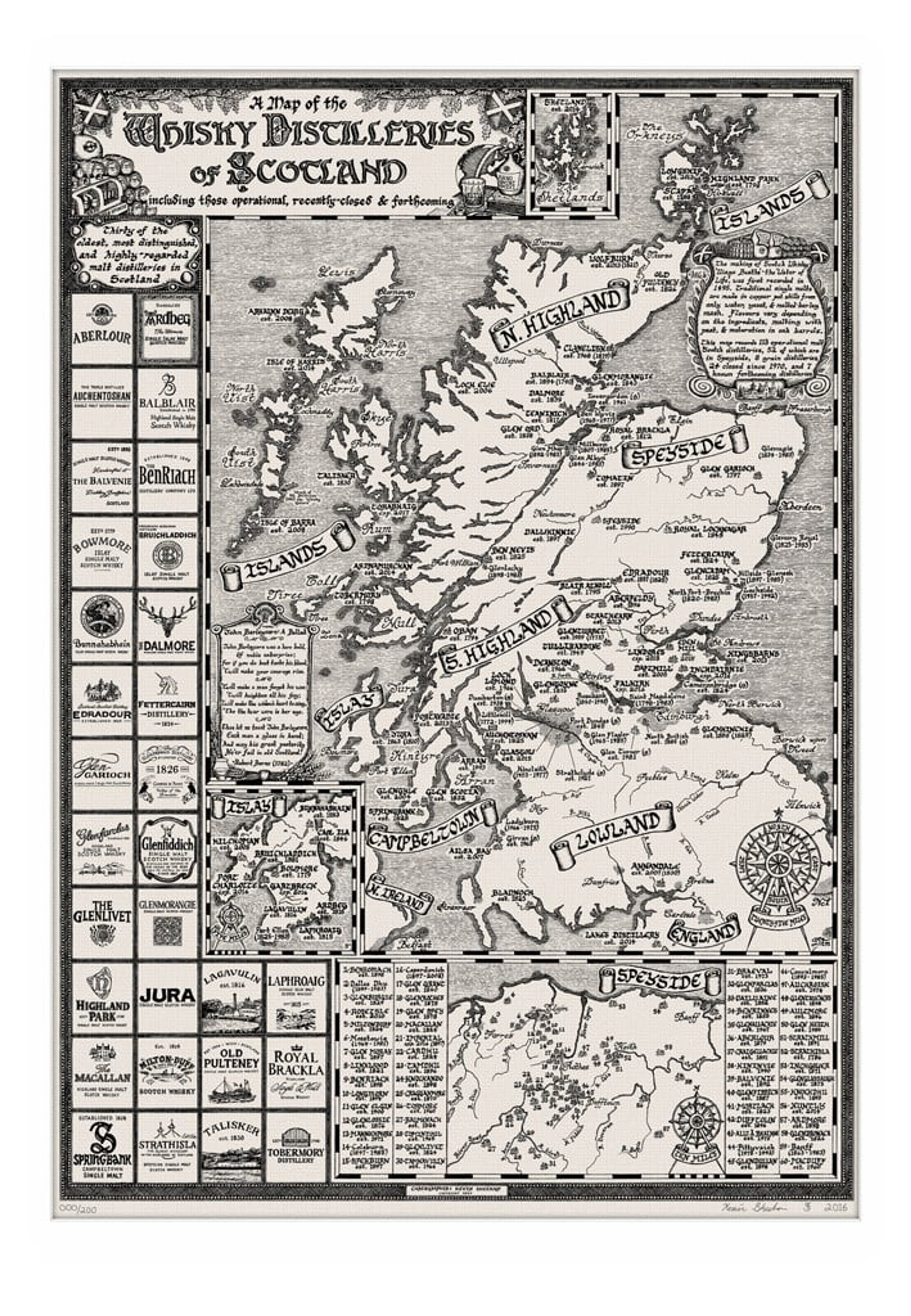 Map of the Whisky Distilleries of Scotland