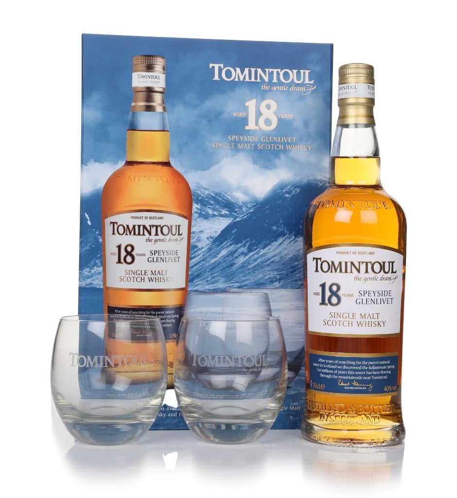 Tomintoul 18 Year Old Gift Pack with 2x Glasses 70cl
