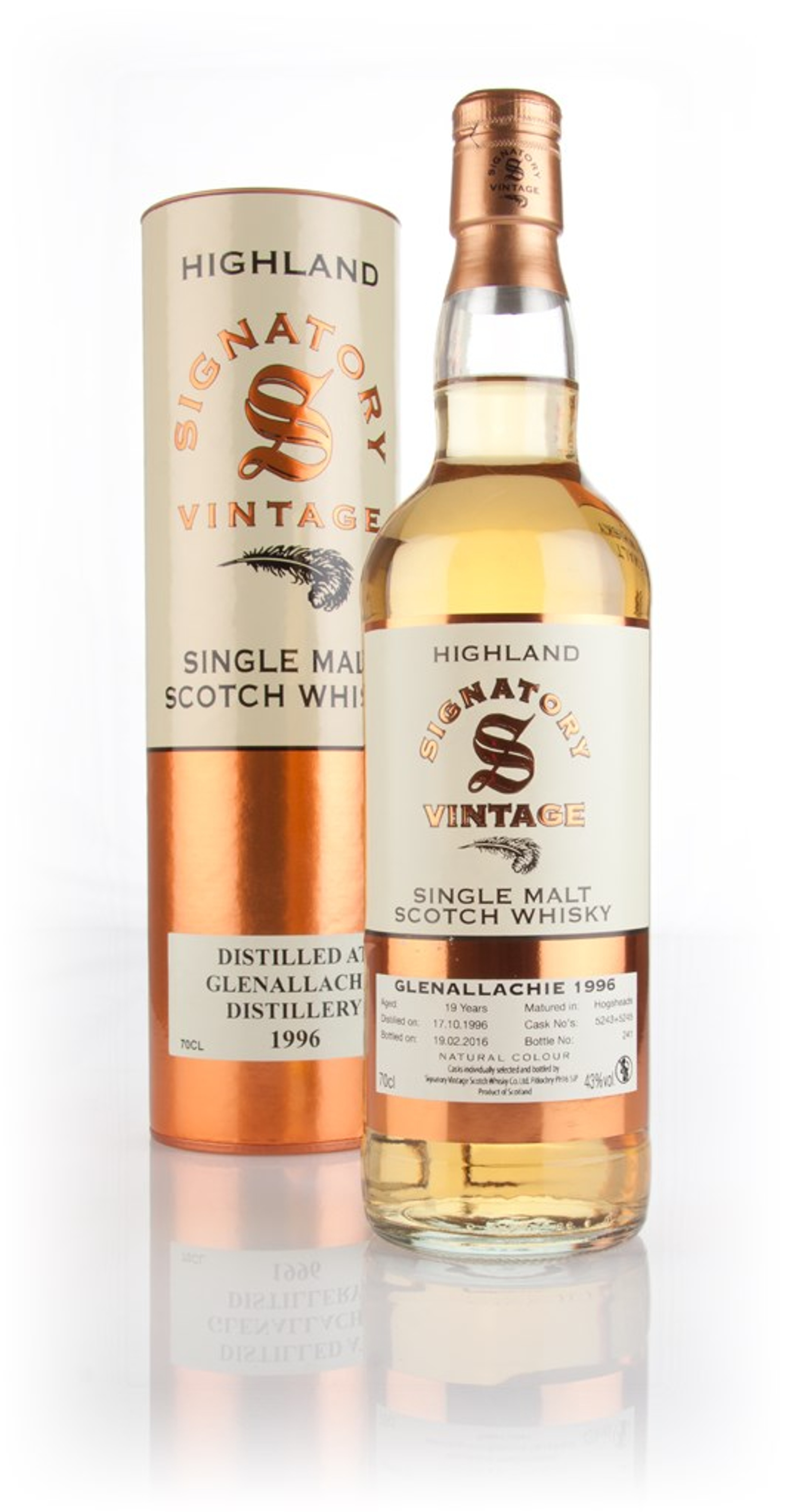 Glenallachie 19 Year Old 1996 (cask 5243+5245) (Signatory) 70cl