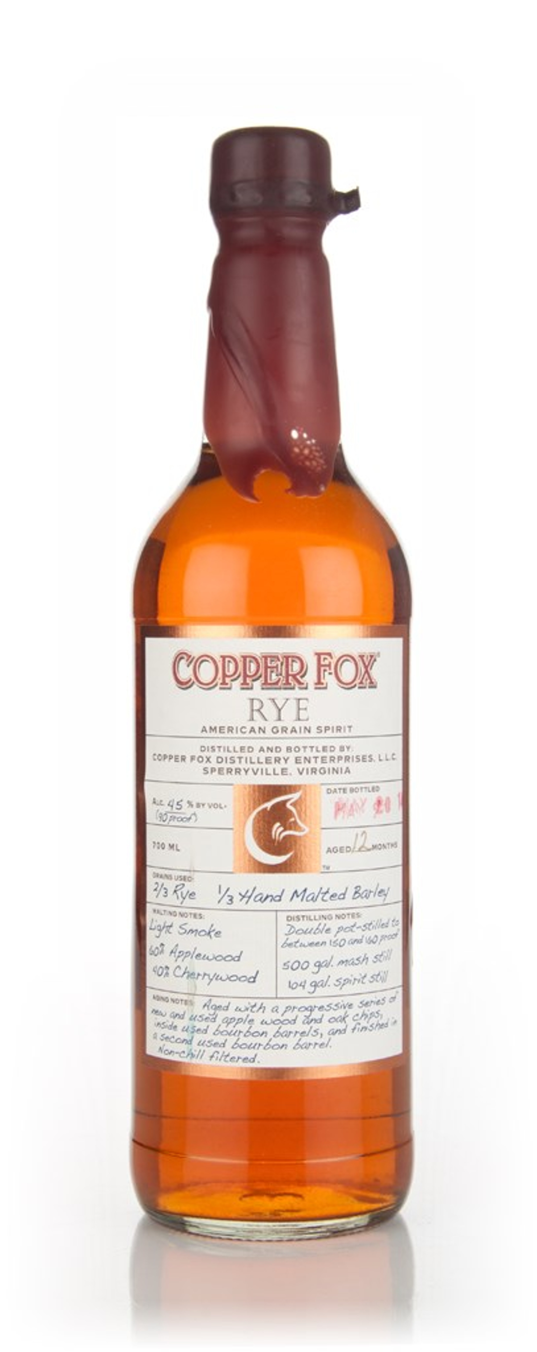 Copper Fox Rye (bottled May 2014) 70cl
