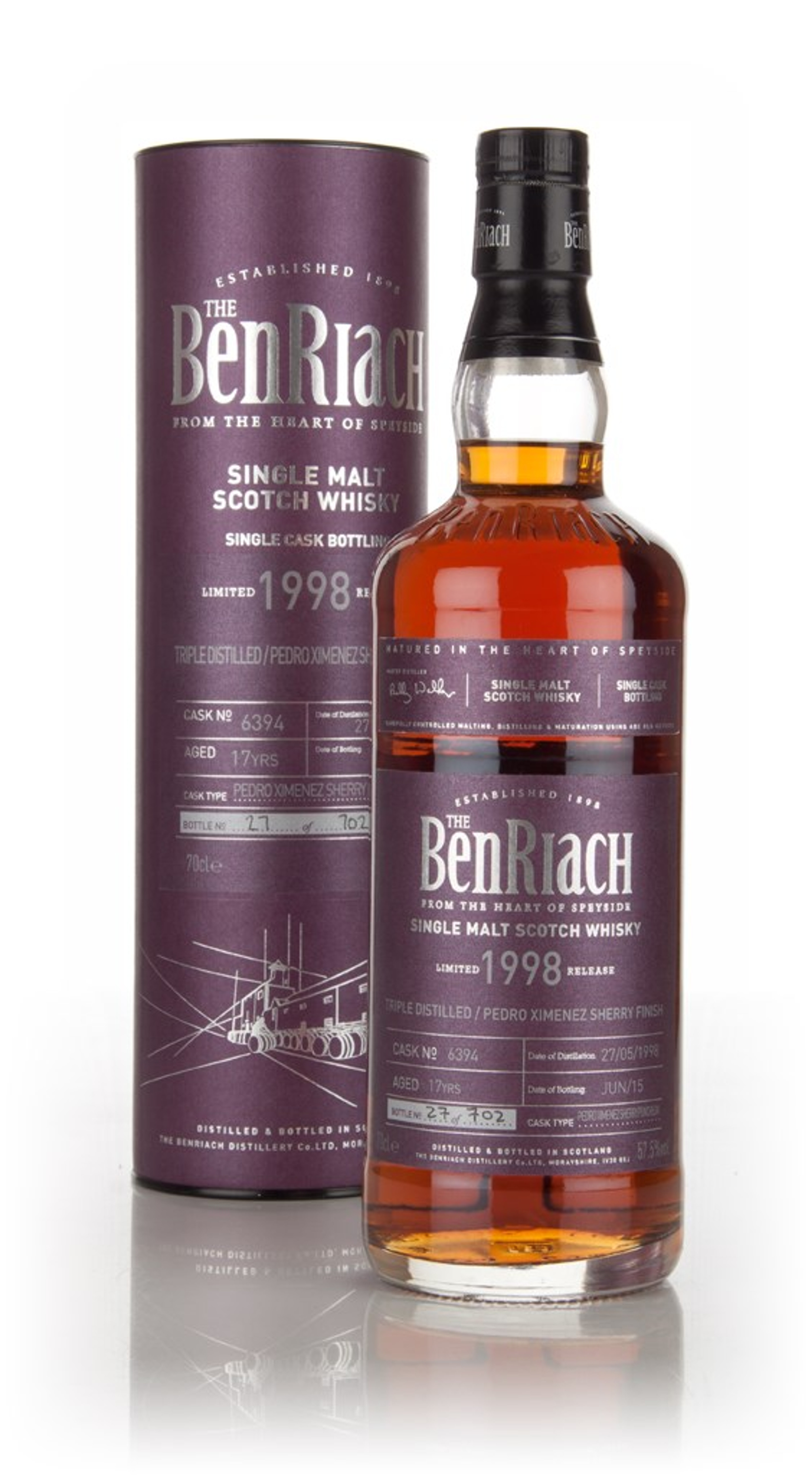 BenRiach 17 Year Old 1998 (cask 6394) - Pedro Ximénez Sherry Cask 70cl