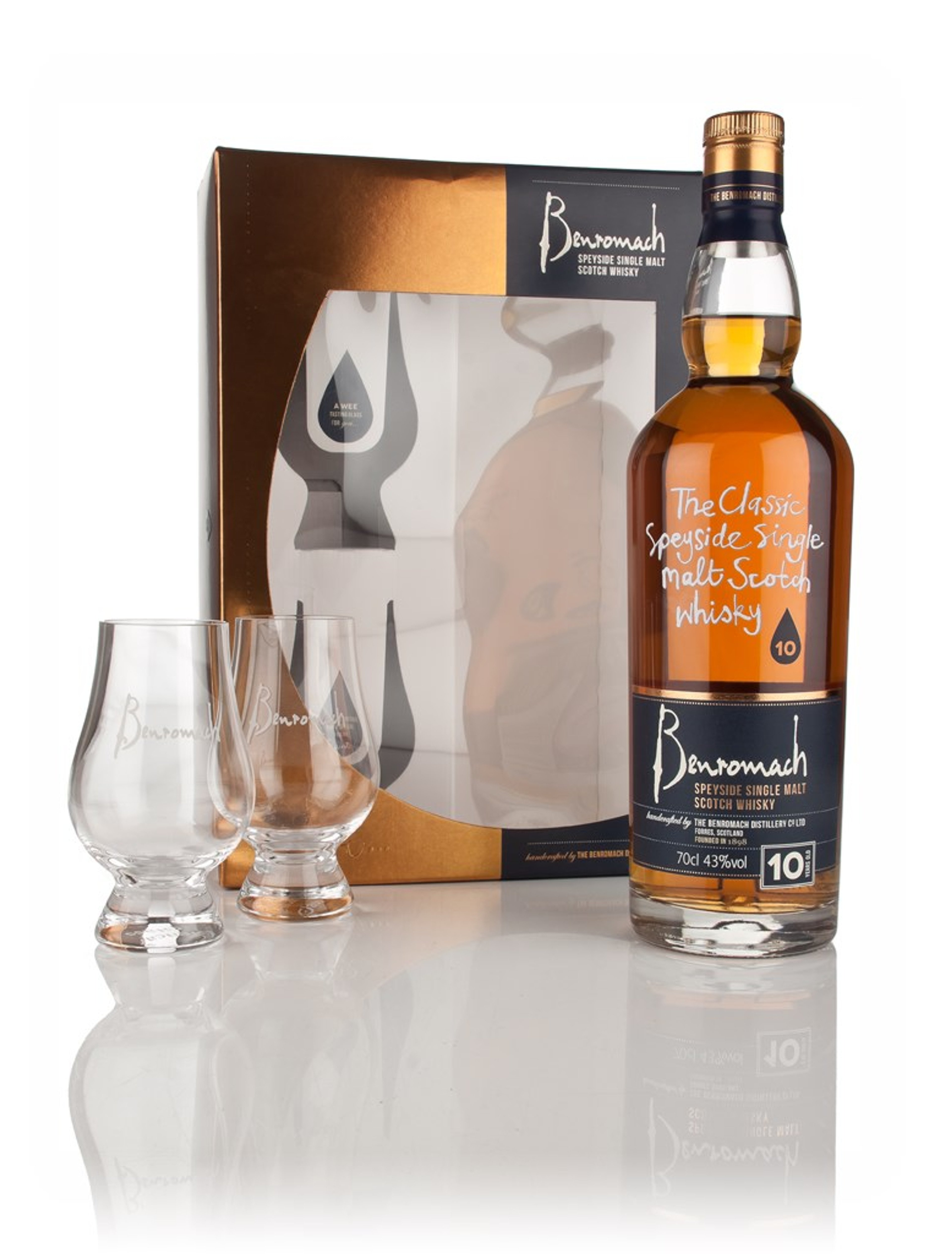 Benromach 10 Year Old Gift Pack with 2x Glasses 70cl