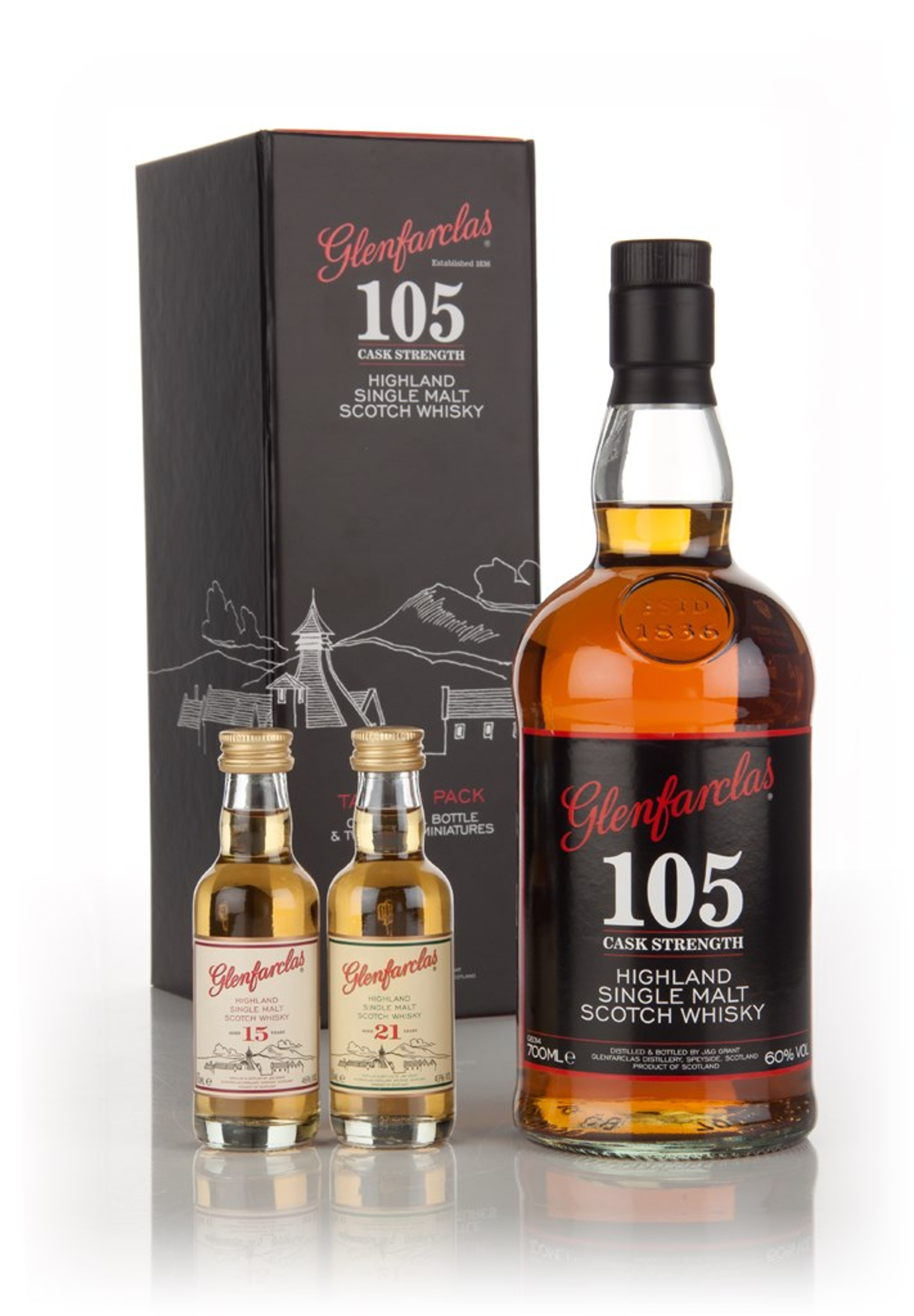 Glenfarclas 105 Gift Set with Two 5cl Miniatures 80cl