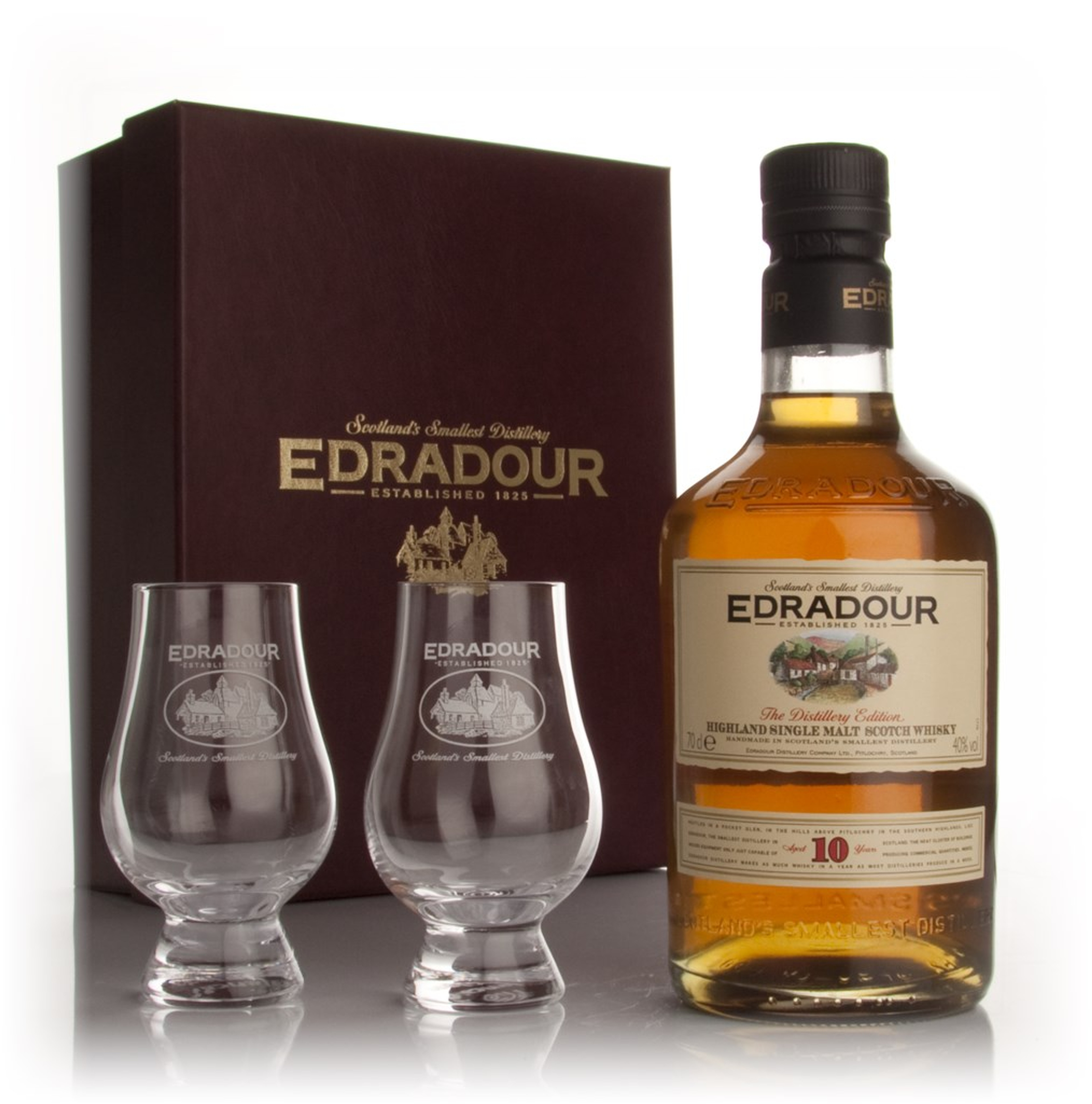 Edradour 10 Year Old with 2x Glasses 70cl