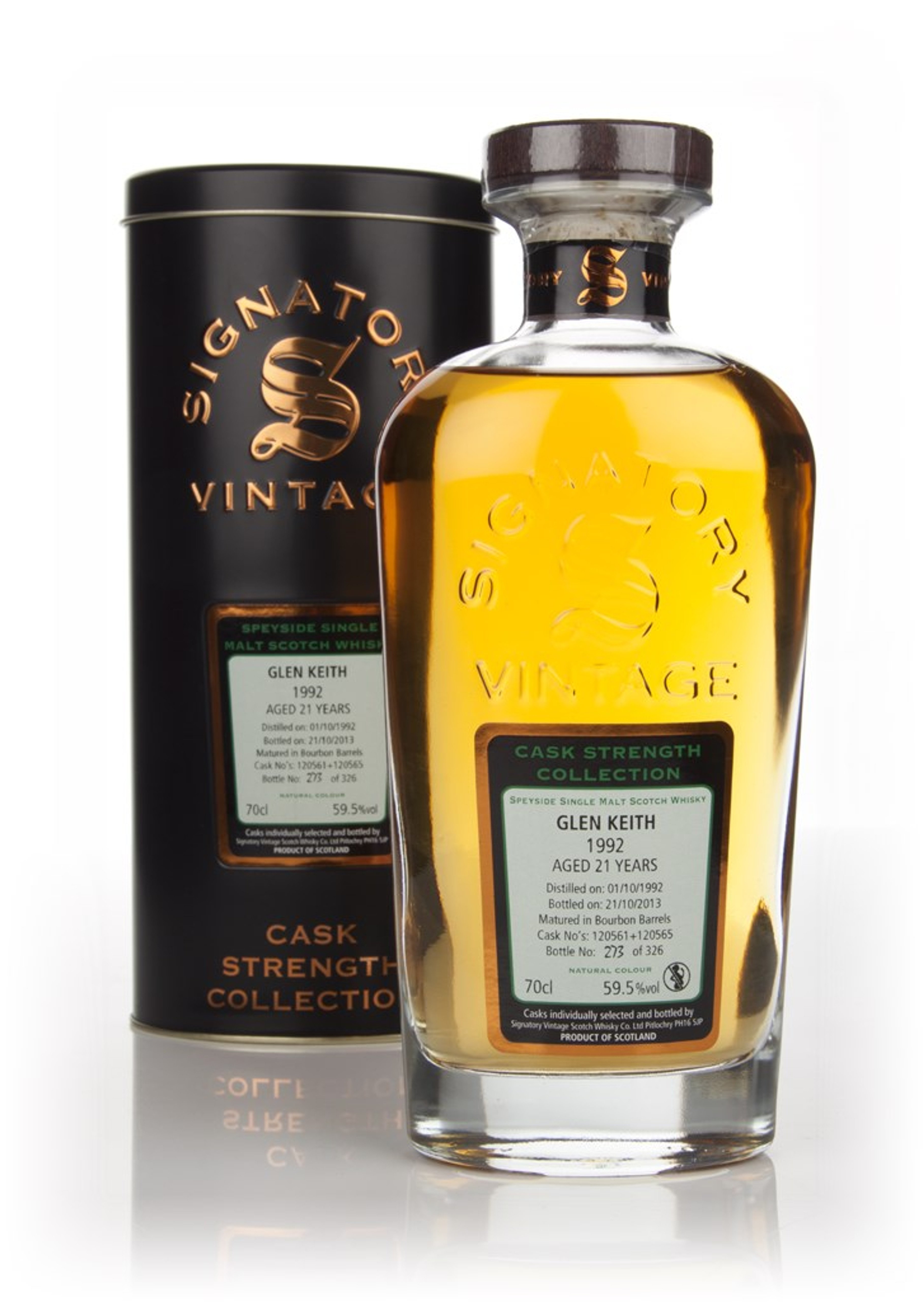 Glen Keith 21 Year Old 1992 (casks 120561+120565) - Cask Strength Collection (Signatory) 70cl