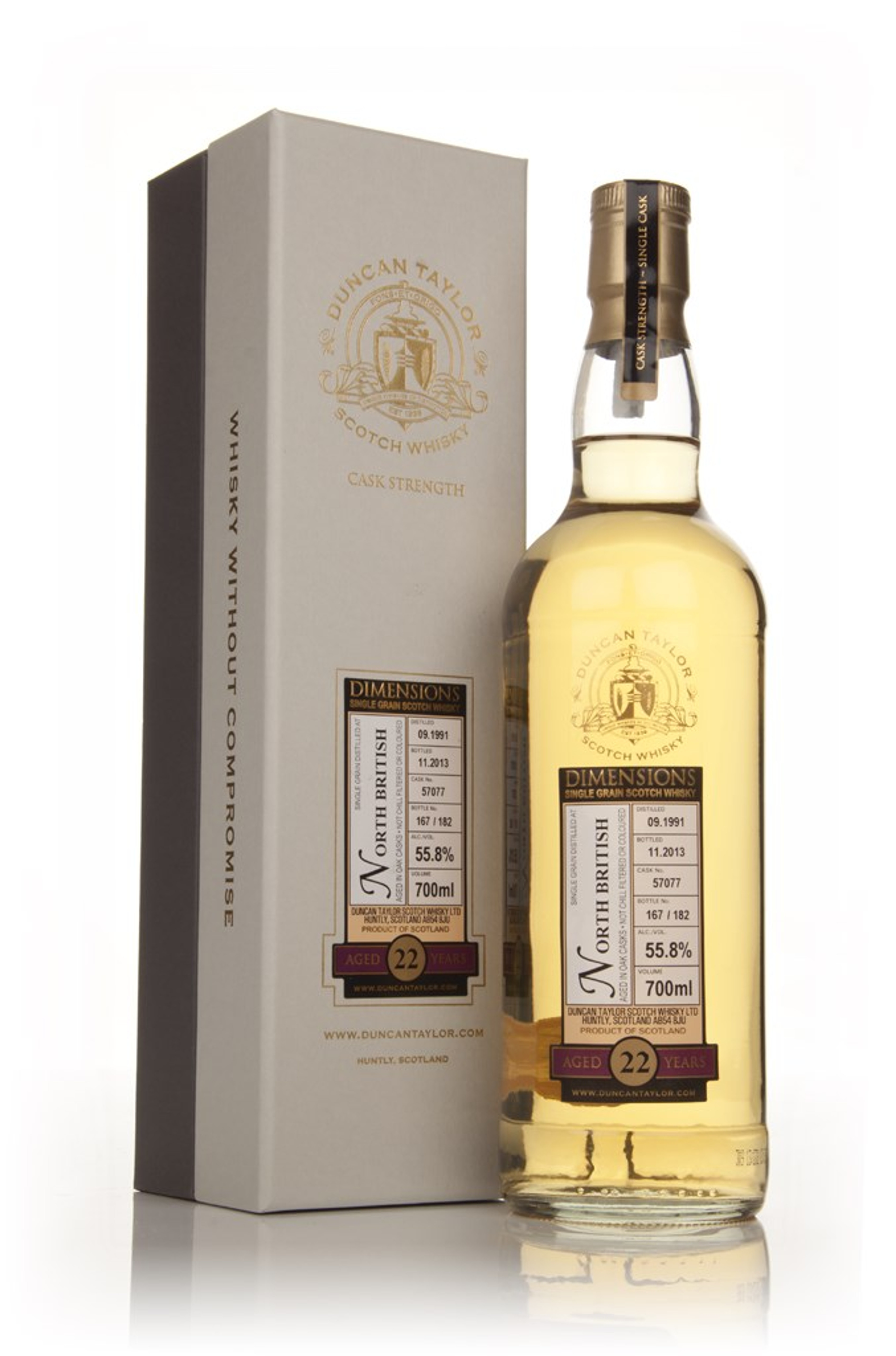 North British 22 Year Old 1991 (Cask 57077) - Dimensions (Duncan Taylor)  70cl