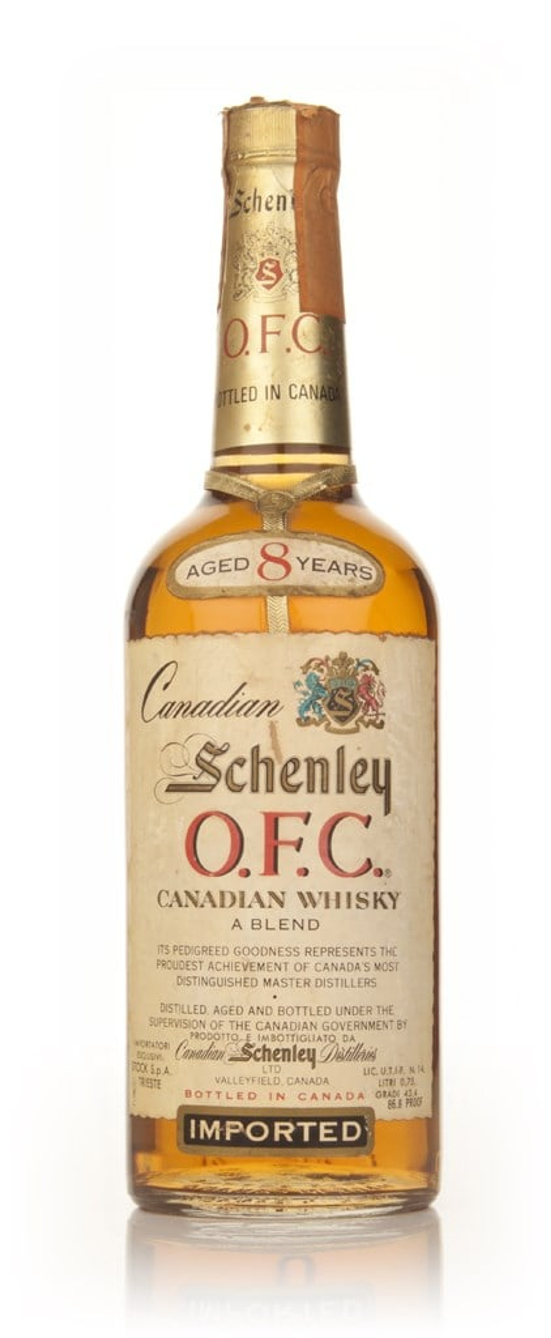 Schenley O.F.C. 8 Year Old Canadian Whisky - 1970s 75cl