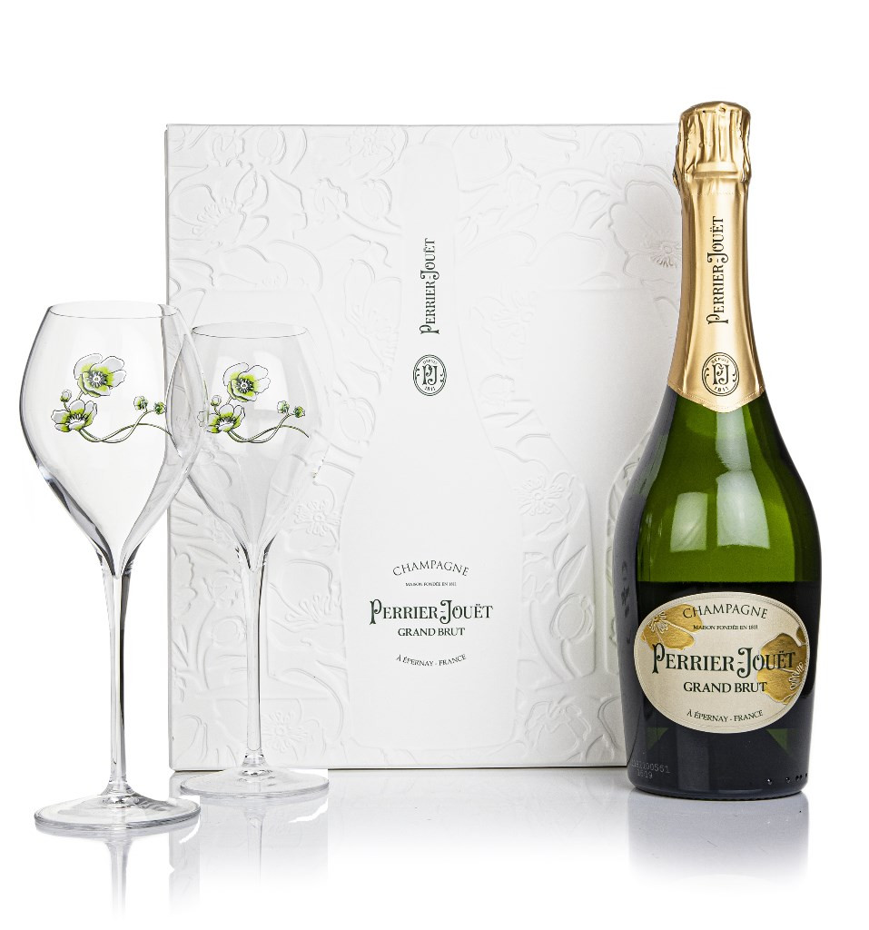 Perrier-Jouët Grand Brut Gift Pack with 2x Flutes 75cl