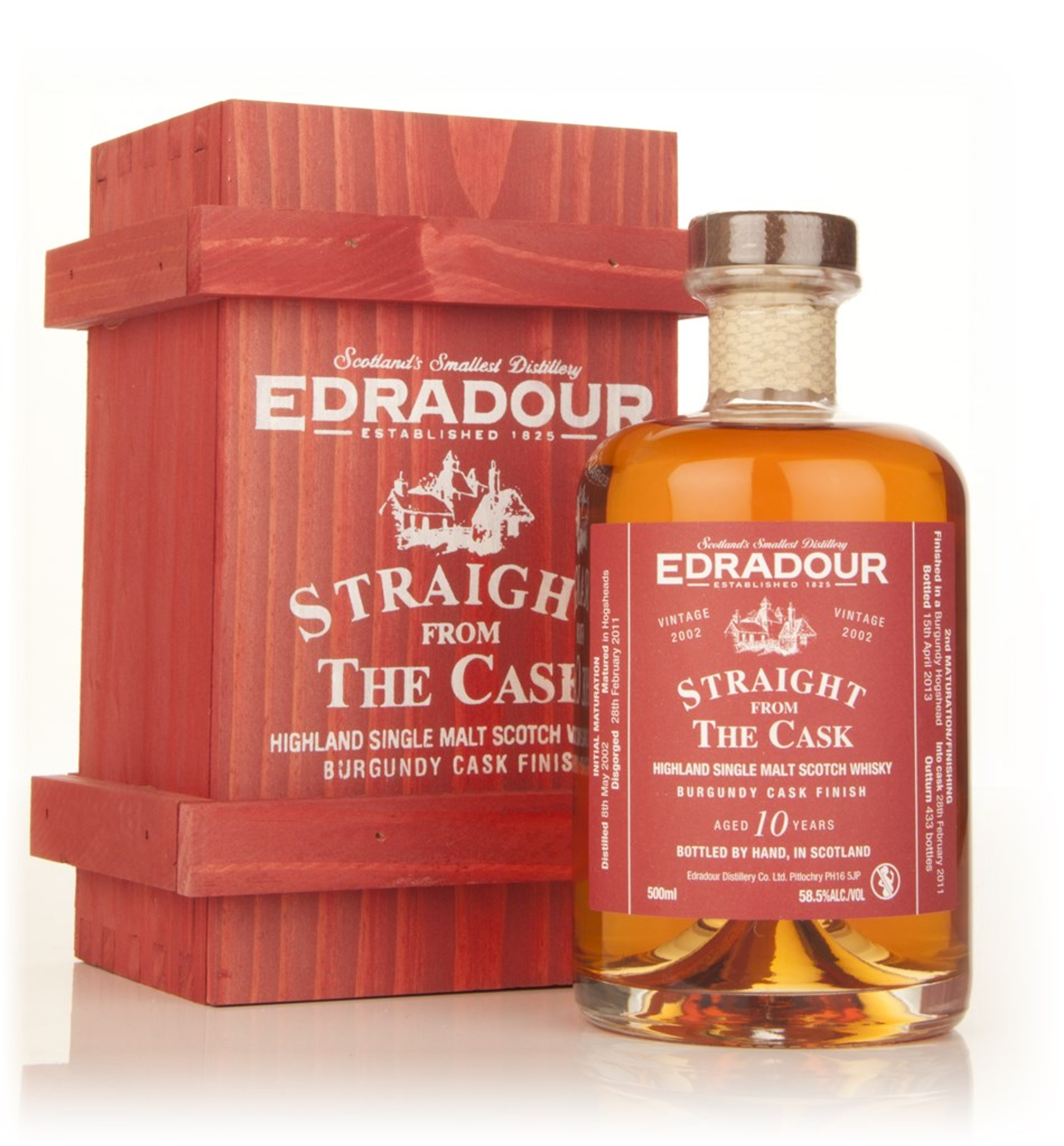 Edradour 10 Year Old 2002 Burgundy Cask Finish - Straight from the Cask 58.5% 50cl