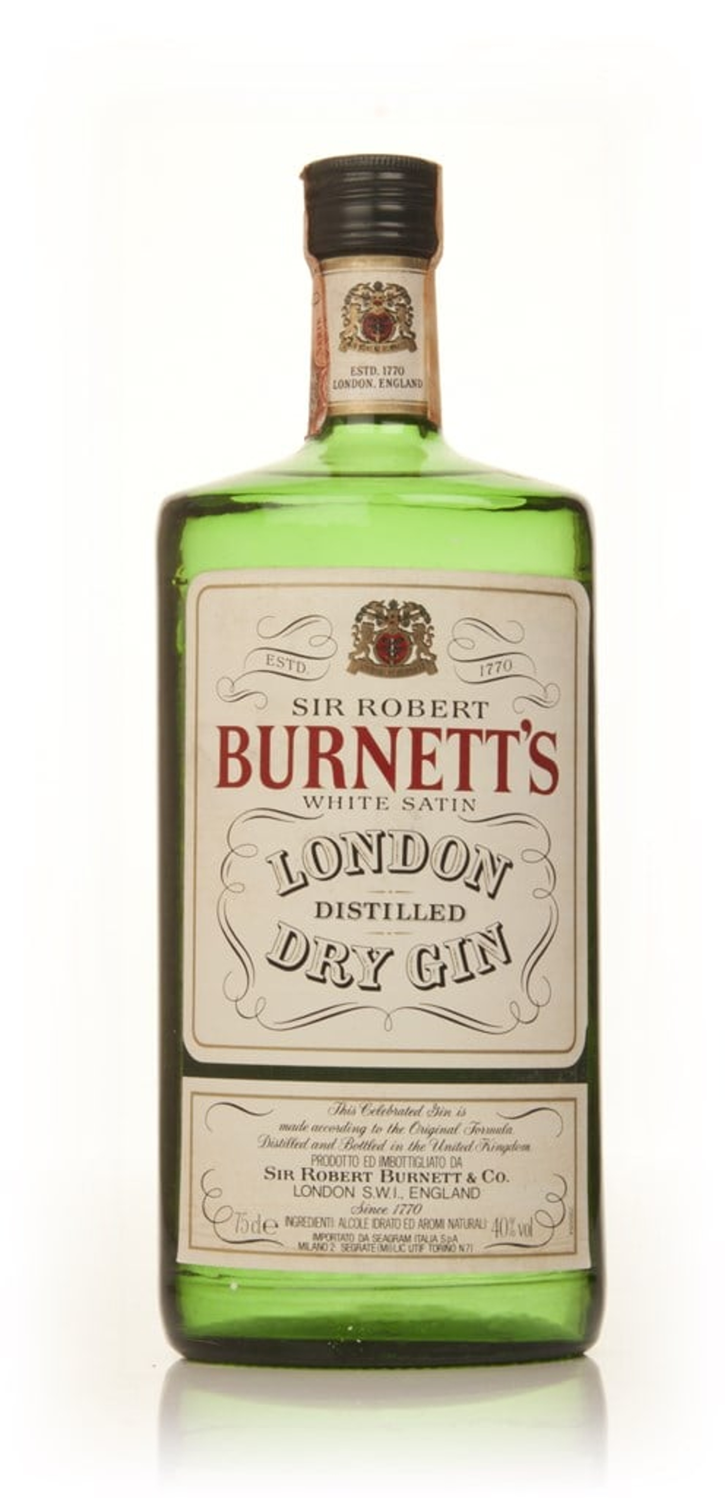 Burnett’s White Satin London Dry Gin - late 1970s 75cl
