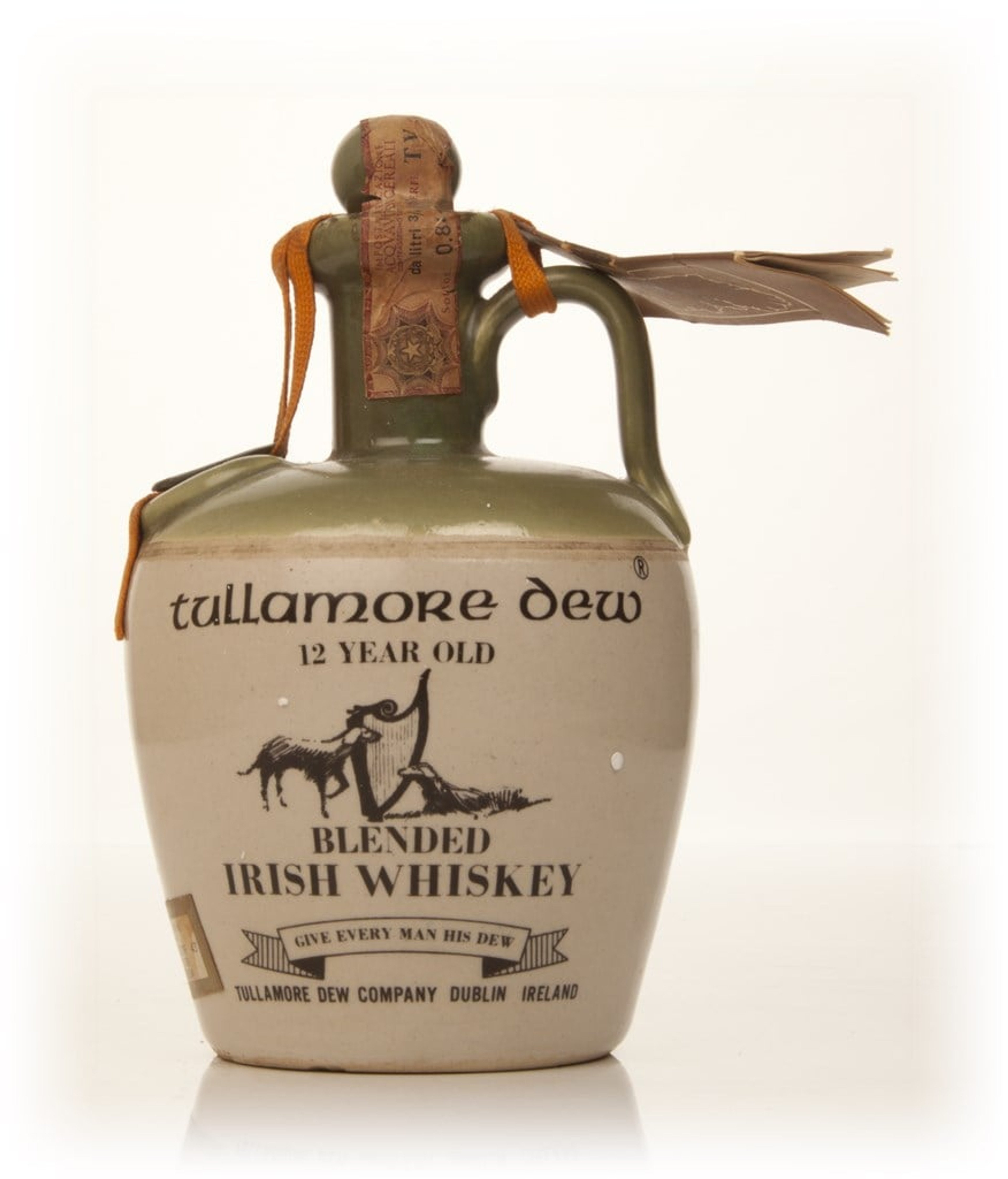 Tullamore Dew 12 Year Old Ceramic Jug - 1960s 75cl