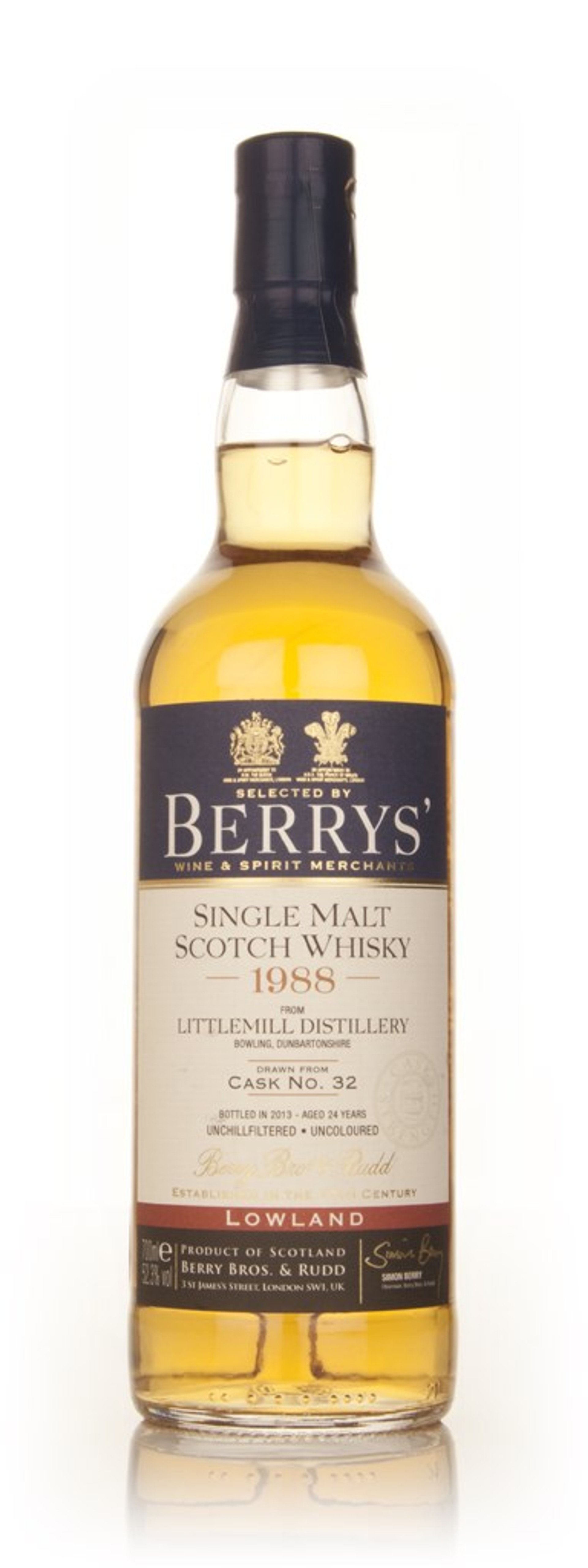 Littlemill 24 Year Old 1988 (cask 32) (Berry Bros. & Rudd) 70cl