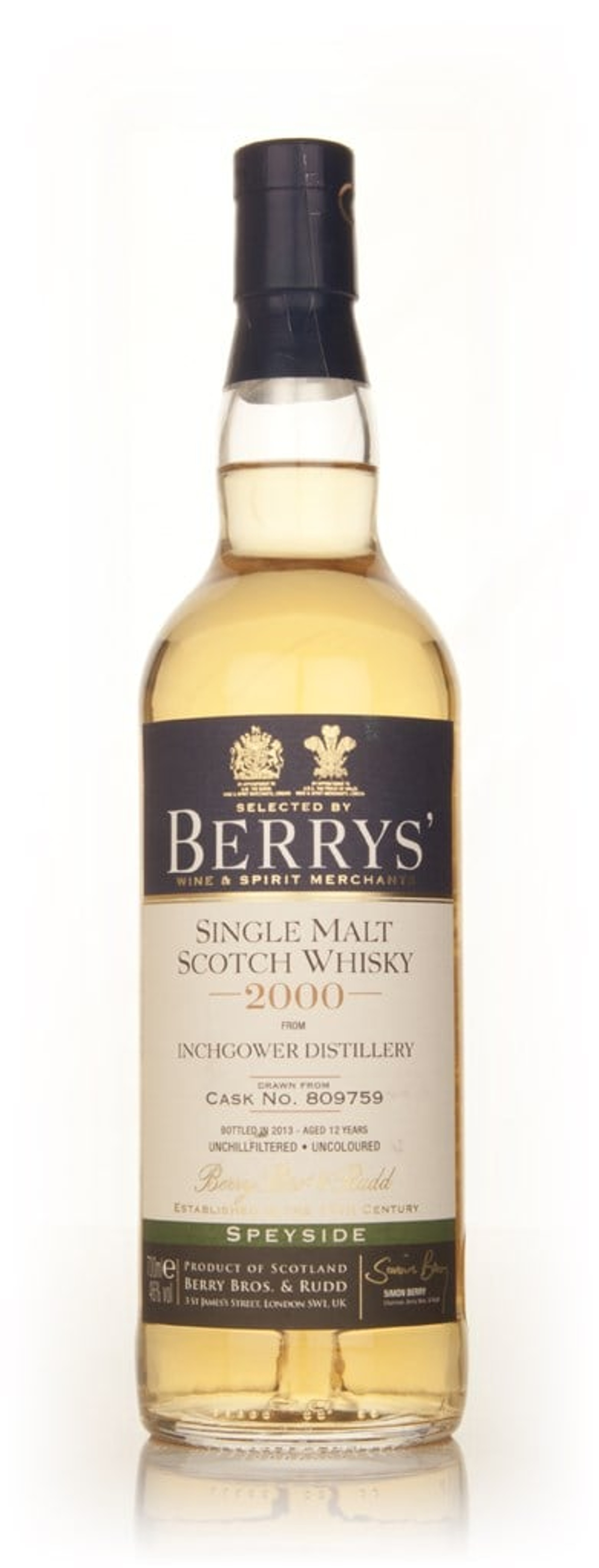 Inchgower 12 Year Old 2000 (cask 809759) (Berry Bros. & Rudd) 70cl
