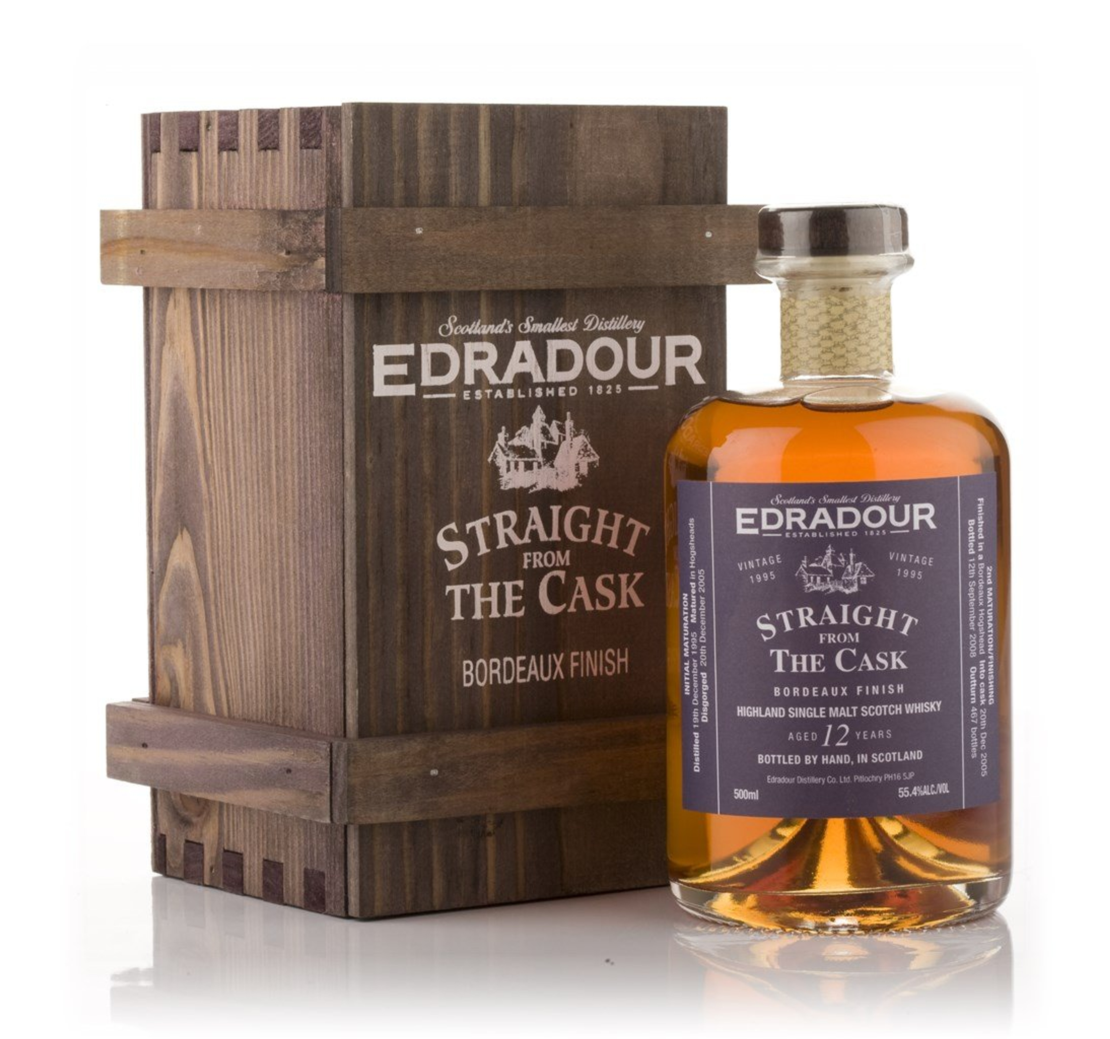 Edradour 12 Year Old 1995 Bordeaux Cask Finish - Straight From The Cask 50cl