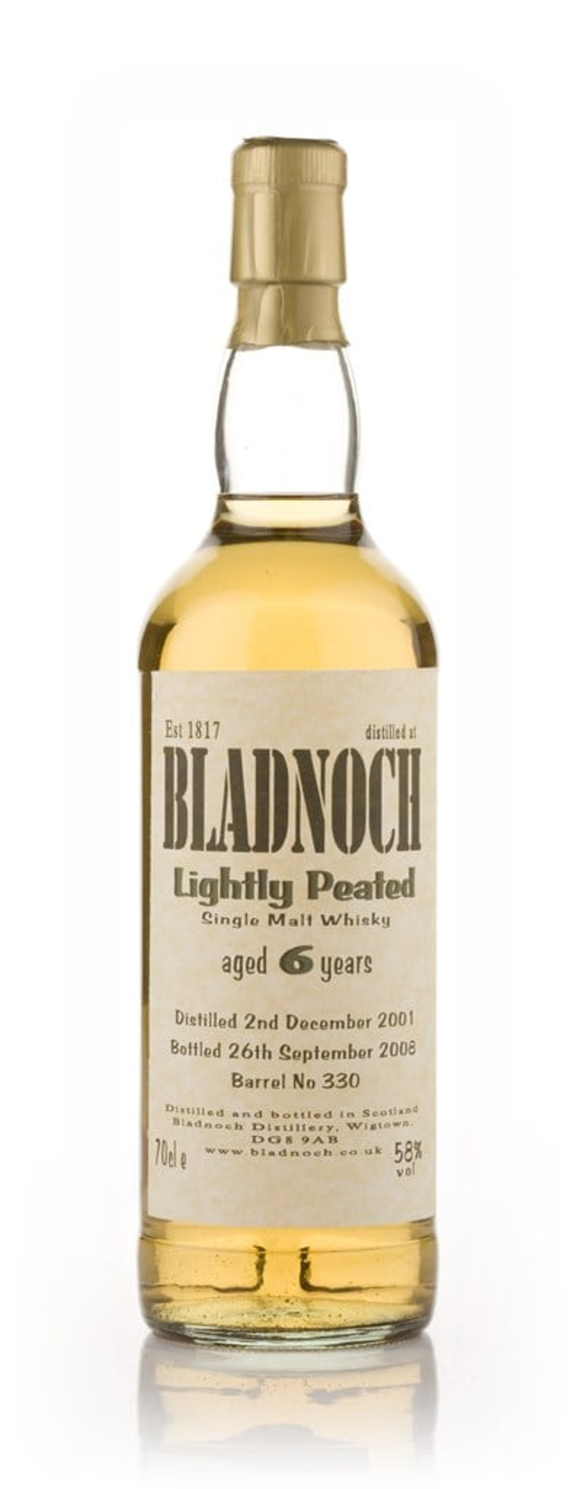 Bladnoch 6 Year Old Lightly Peated 70cl