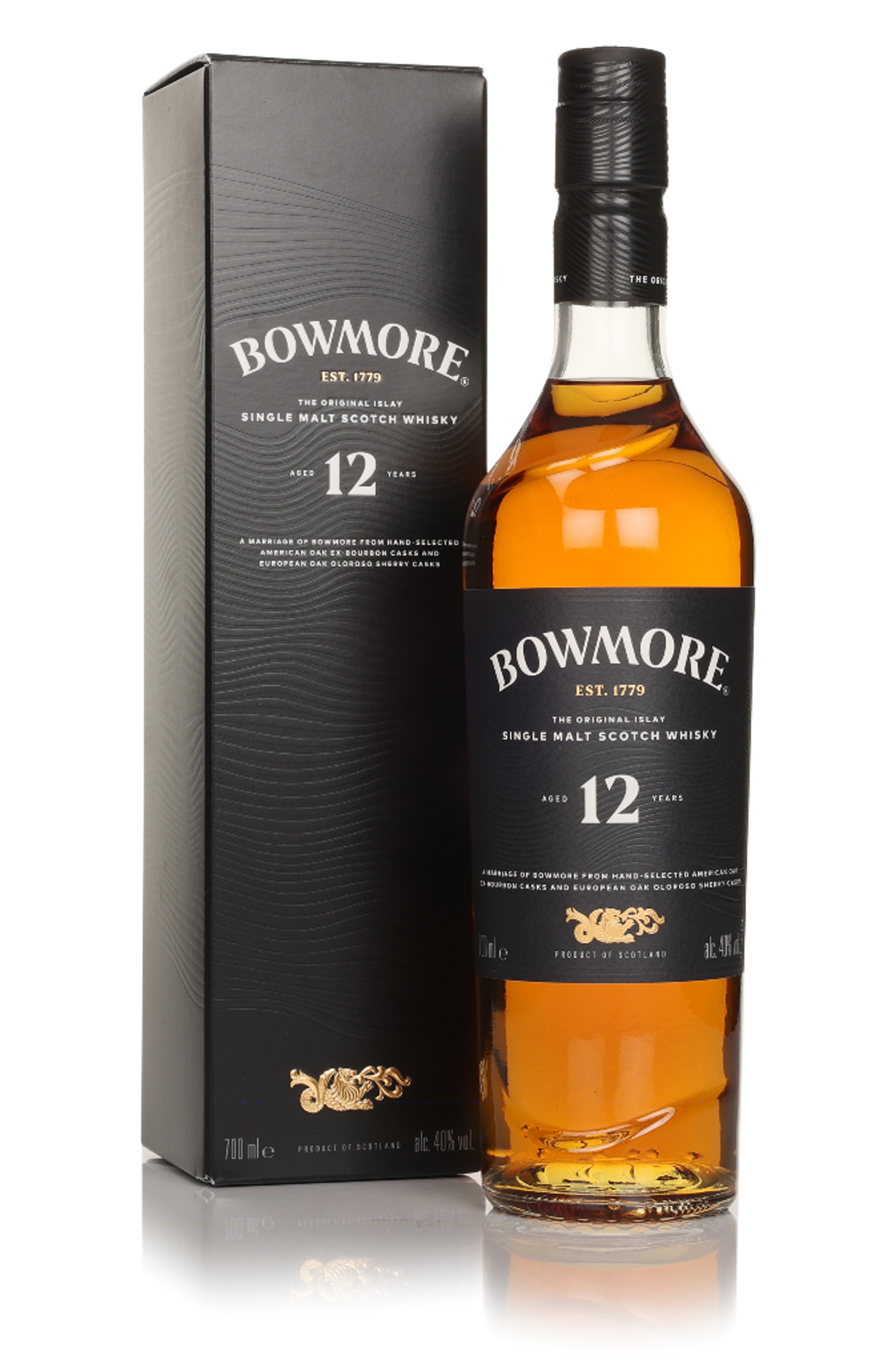 【ロック】BOWMORE Scotch Whisky  12年 正規品 箱入 オリジナルロックグラス付】ボウモア 12 年 アイラ