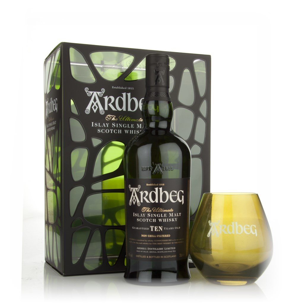 Ardbeg 10 Year Old with Glass Gift Pack 70cl Whisky | Master Of Malt