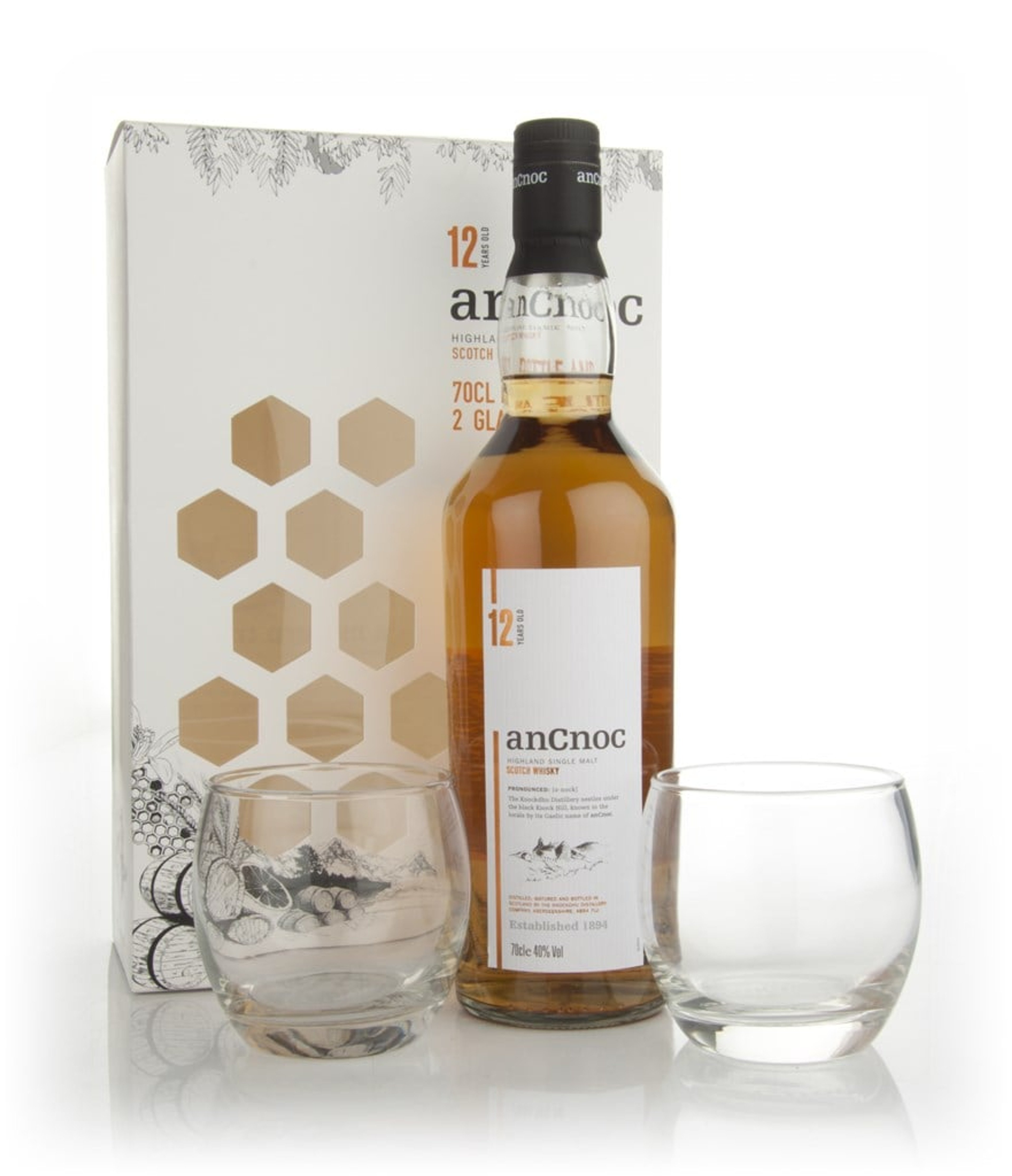 anCnoc 12 Year Old with 2 Glasses Gift Pack  70cl