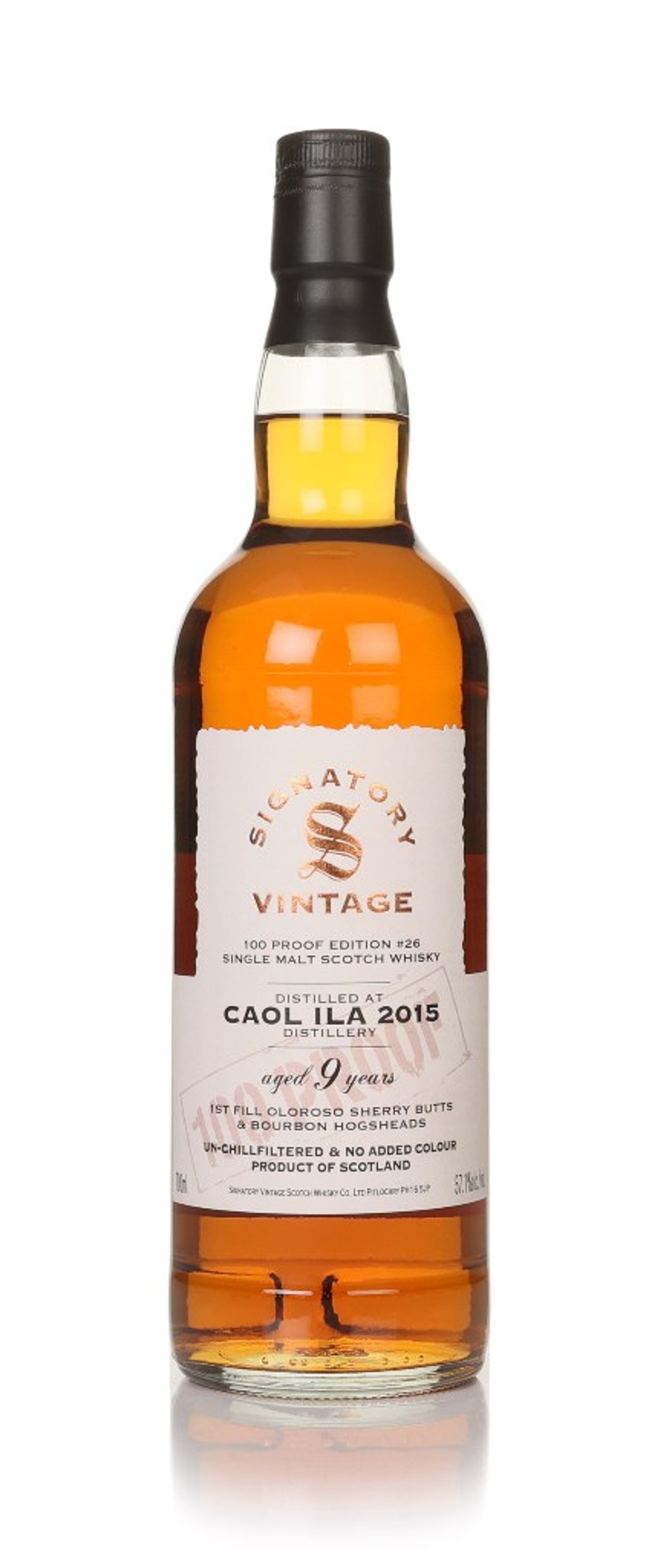 Caol Ila 9 Year Old 2015 - 100 Proof Edition #26 (Signatory) (No Box / Torn Label) 70cl
