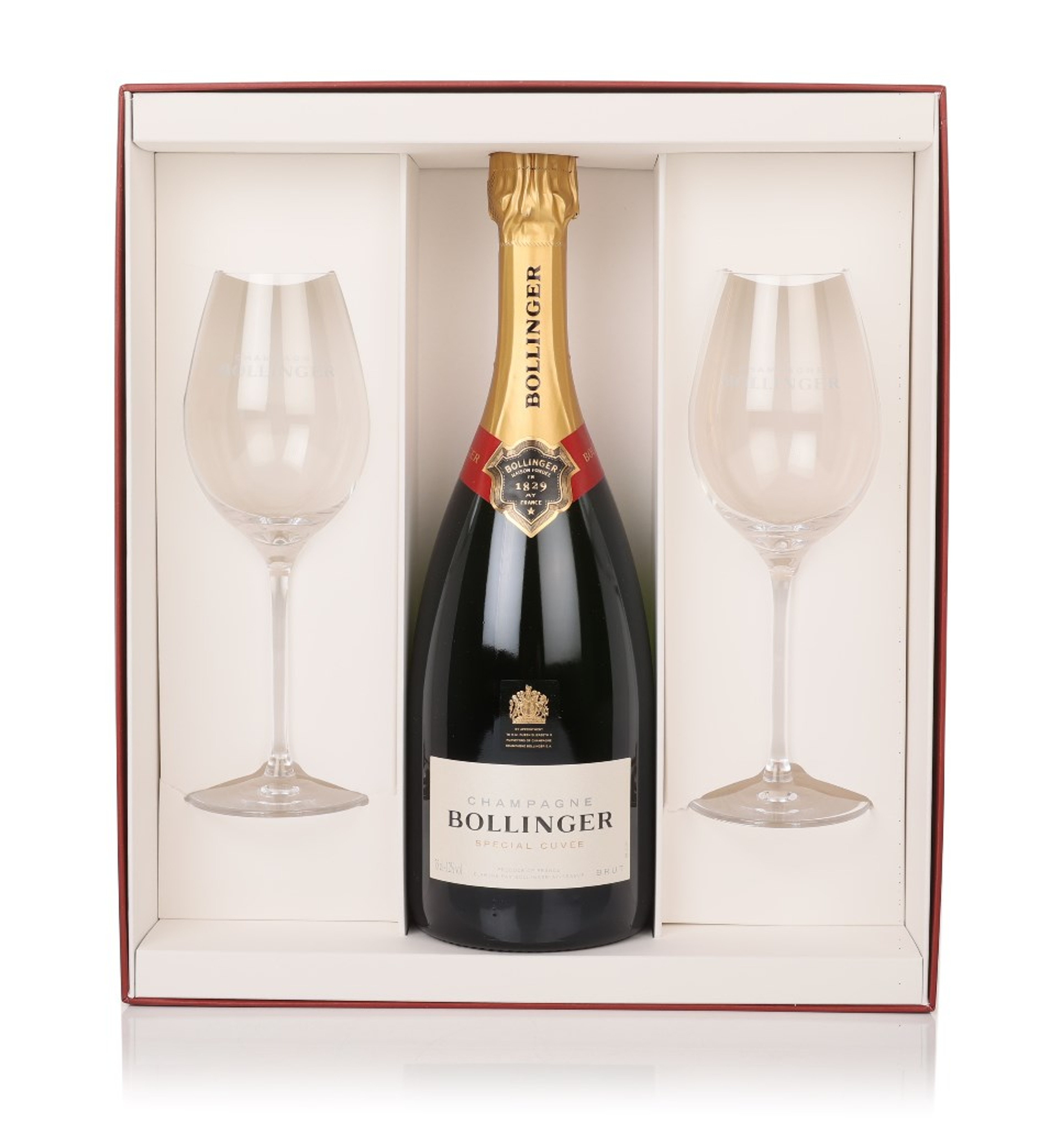 Bollinger Special Cuvée with 2x Elizabeth Glasses (No Box / Torn Label) 75cl