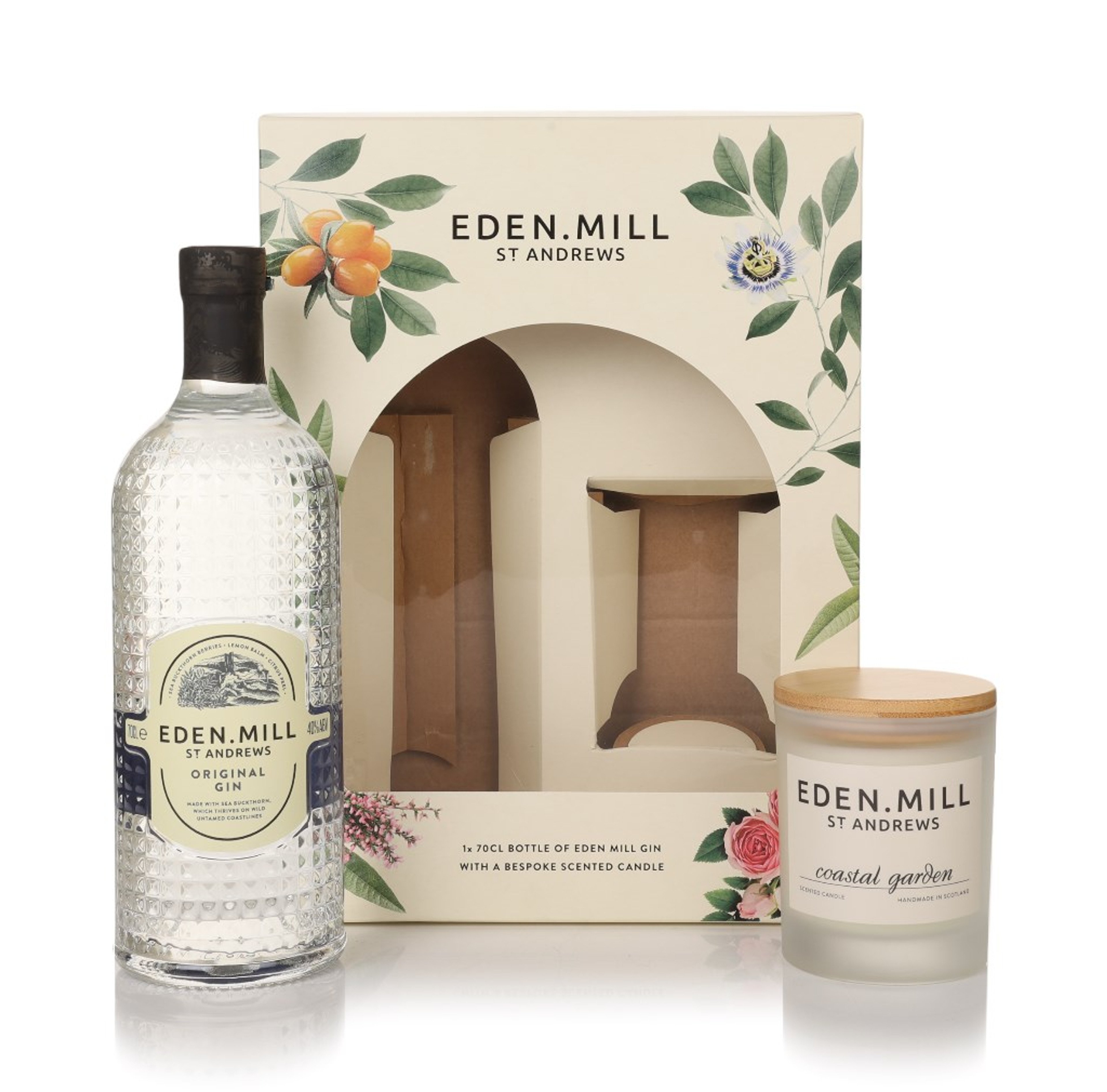 Eden Mill Gin Gift Set with Candle (No Box / Torn Label) 70cl