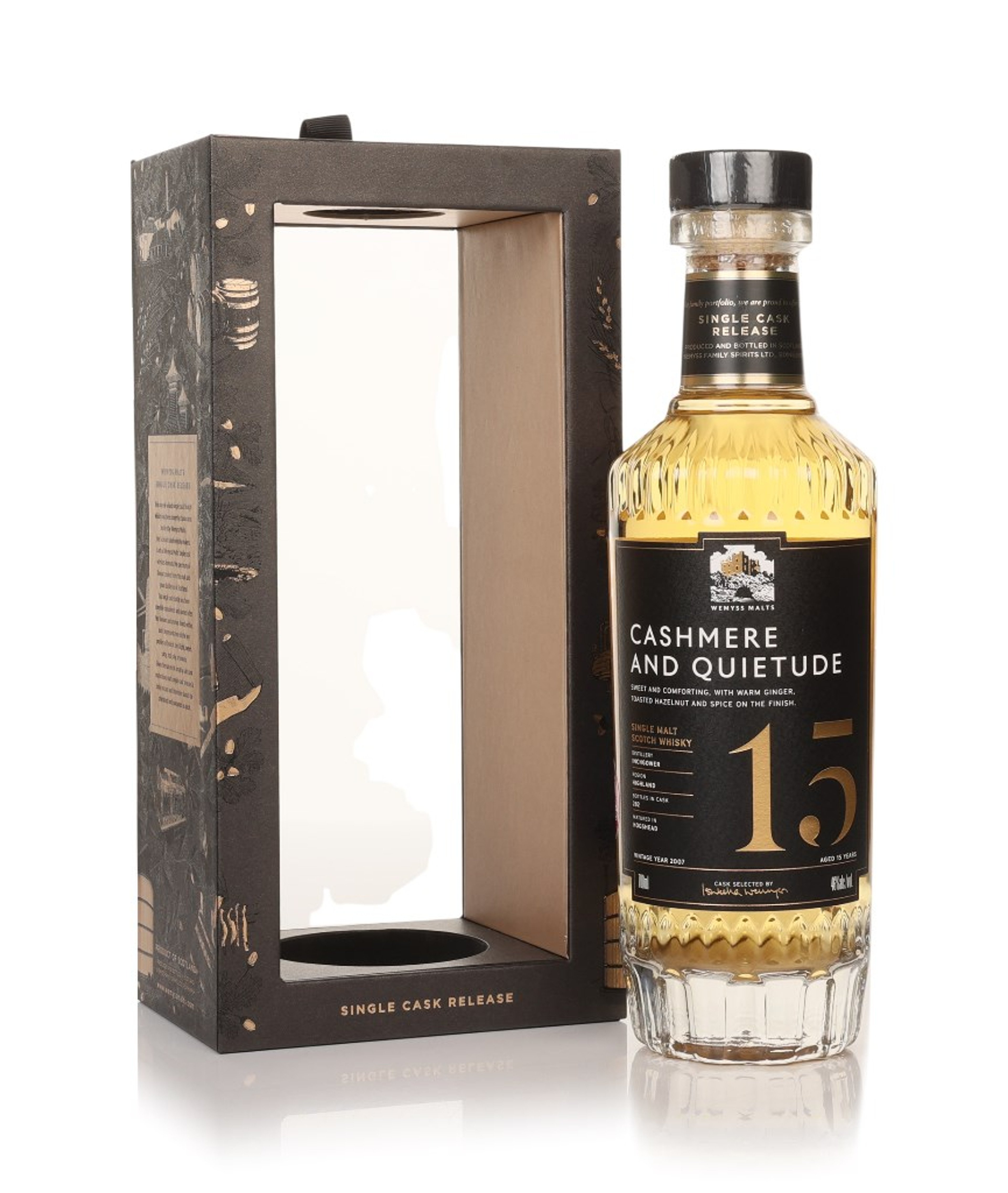 Cashmere And Quietude 15 Year Old 2007 - Wemyss Malts (Inchgower) (No Box / Torn Label) 70cl
