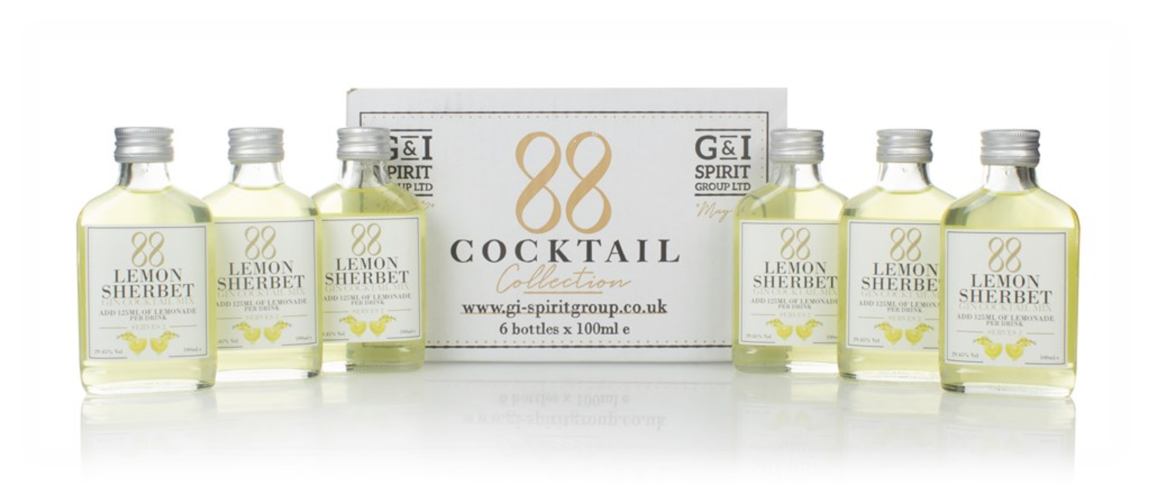 88 Cocktail Lemon Sherbet Gin Cocktail Mix (6 x 100ml) (No Box / Torn Label) 60cl