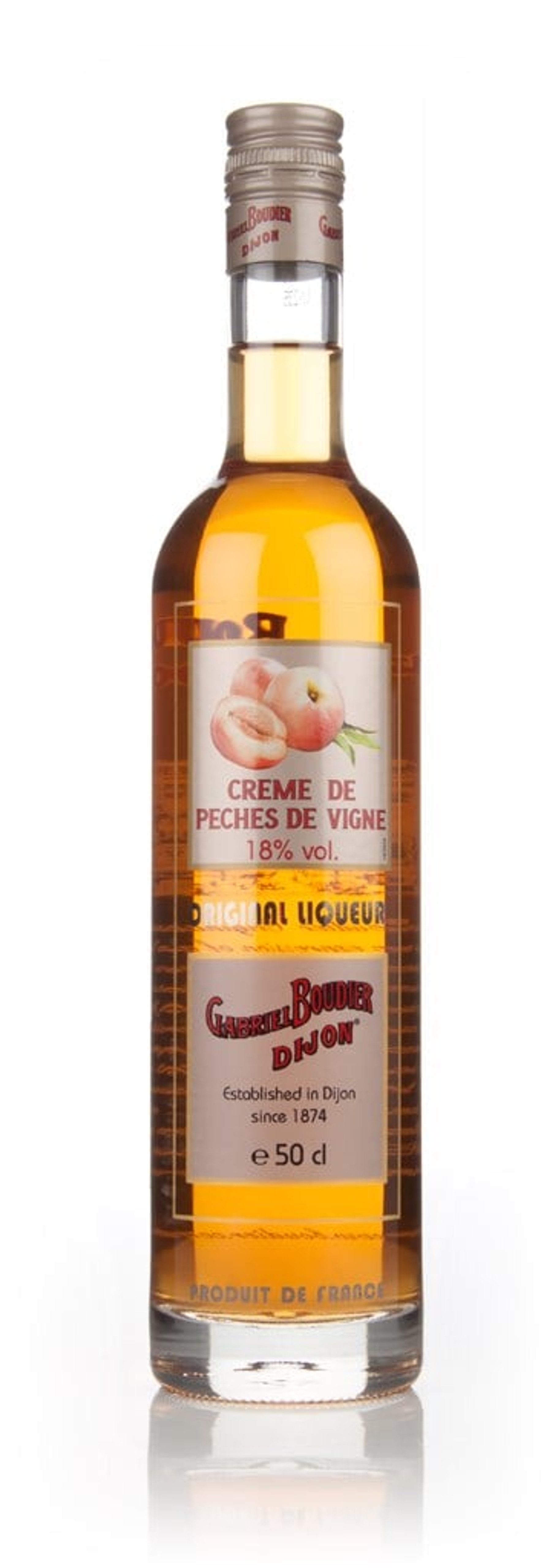 Gabriel Boudier Crème De Peches De Vigne (Peach) Liqueur (Bartender Range) 50cl (No Box / Torn Label)