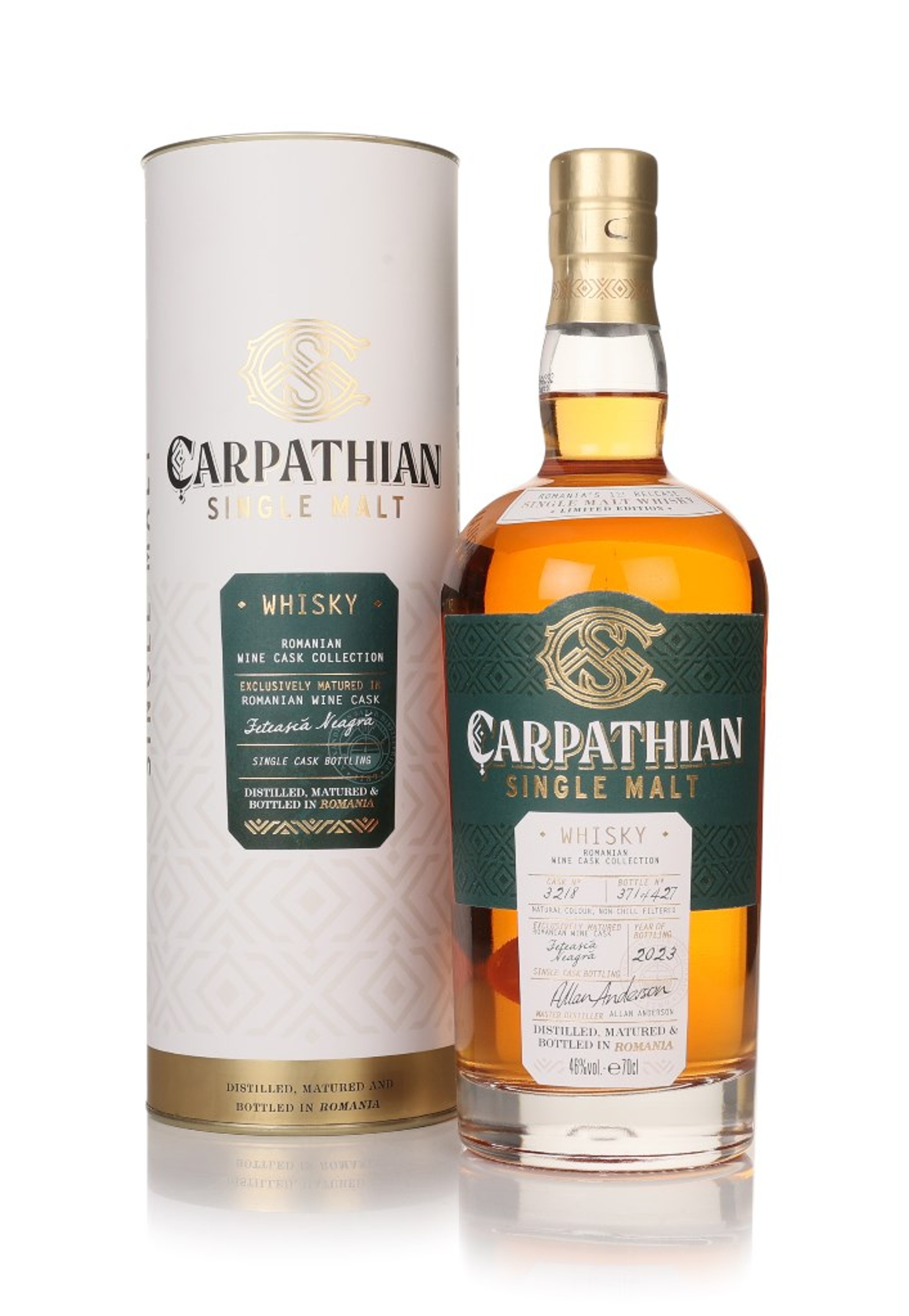 Carpathian Single Malt Feteasca Neagra Cask Finish - Romanian Wine Cask Collection (No Box / Torn Label) 70cl
