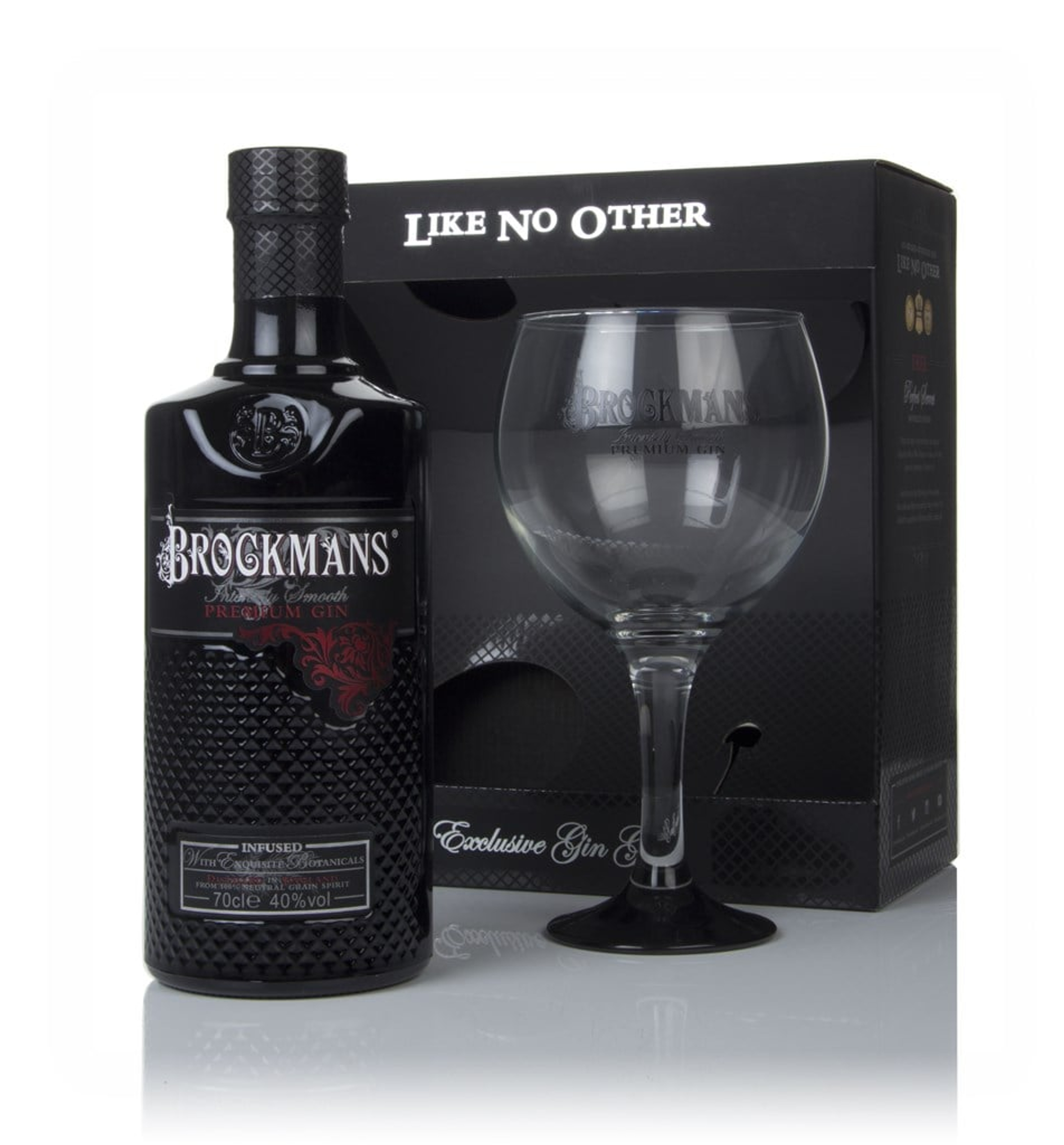 Brockmans Intensely Smooth Gin Gift Pack with Glass (No Box / Torn Label) 70cl
