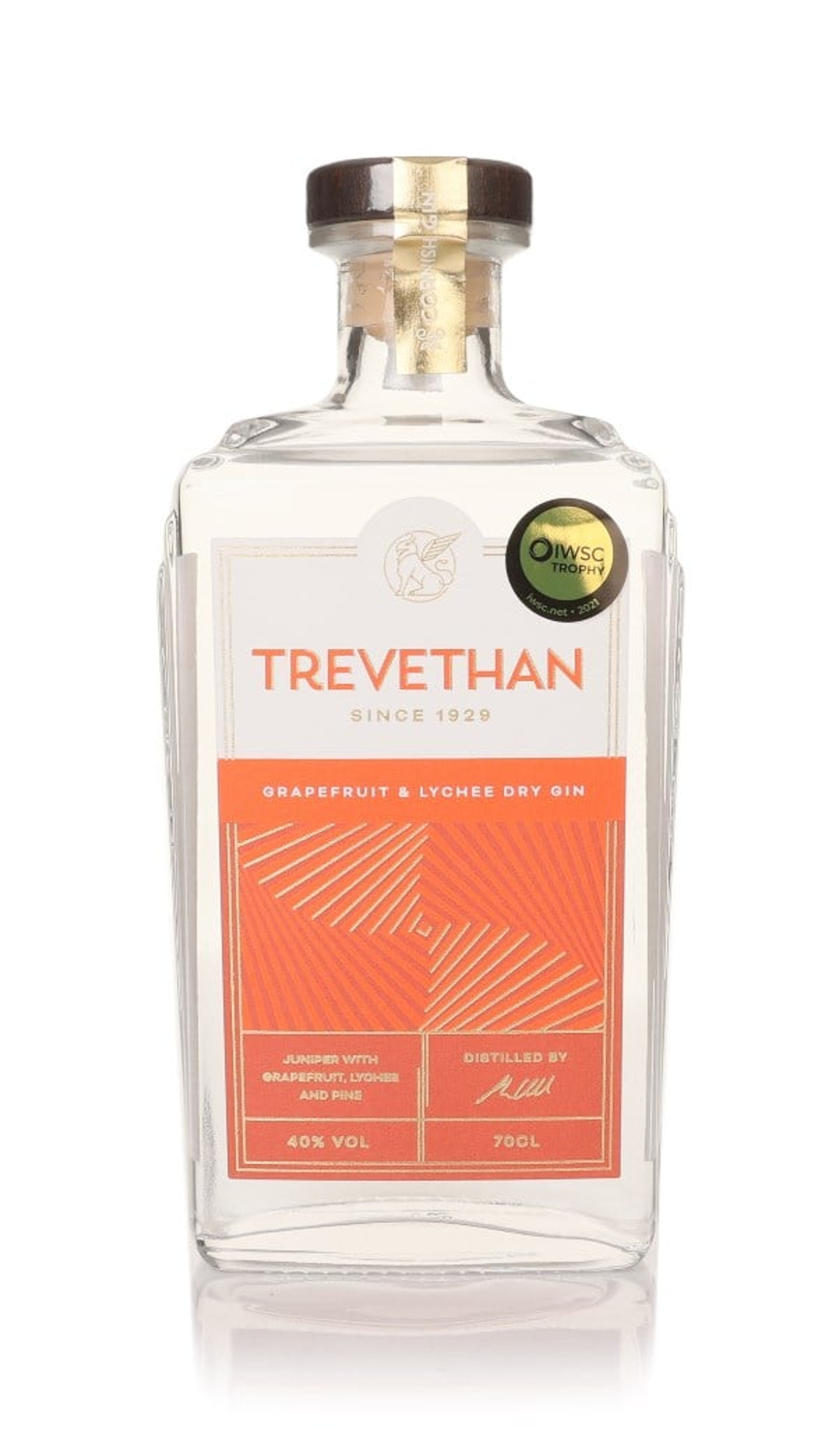 Trevethan Grapefruit and Lychee Cornish Gin (No Box / Torn Label) 70cl