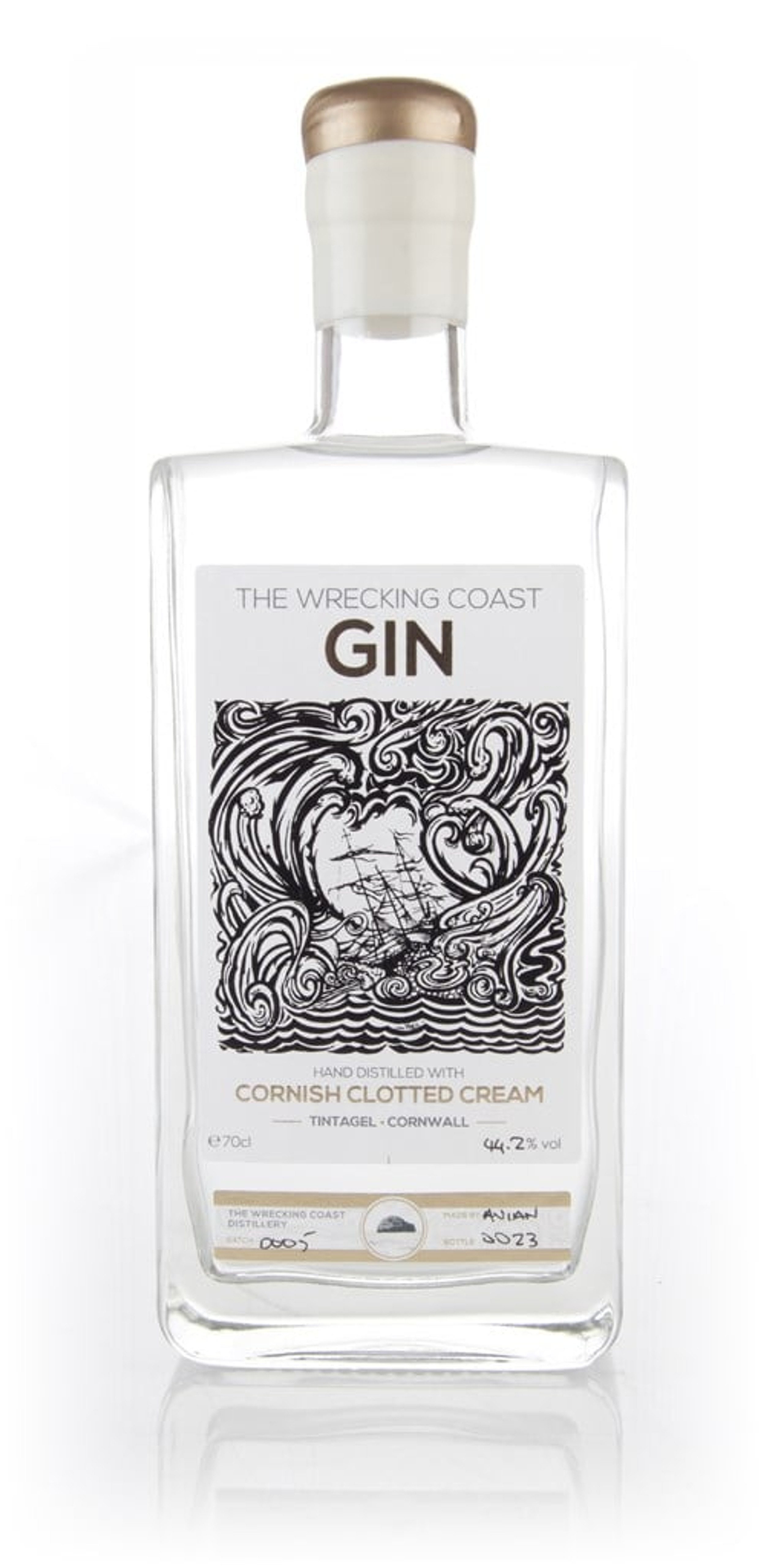 The Wrecking Coast Cornish Clotted Cream Gin 43.9% (No Box / Torn Label) 70cl